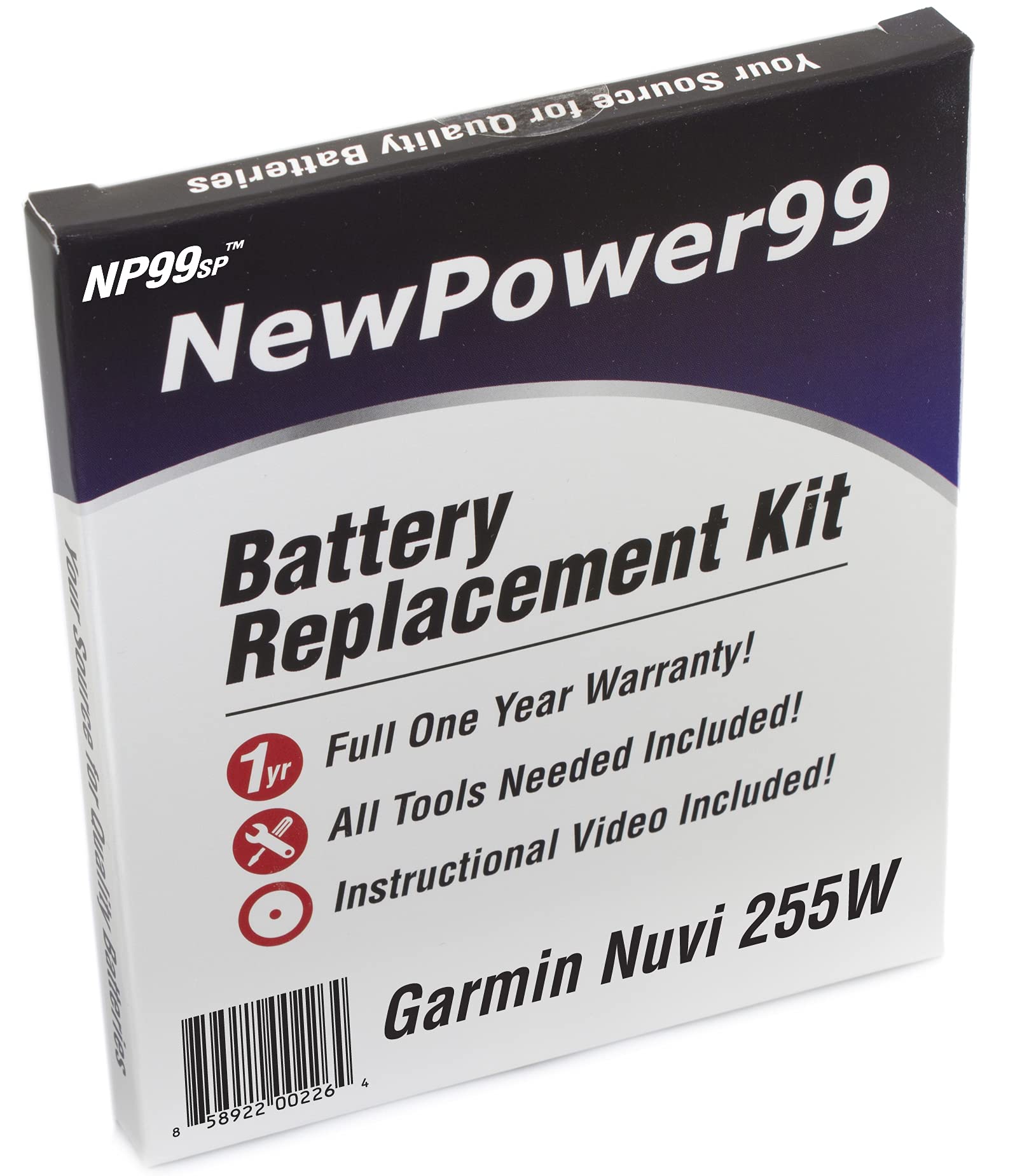 NP99sp NewPower99 Battery Replacement Kit with Battery, Video Instructions and Tools for Garmin Nuvi 255W