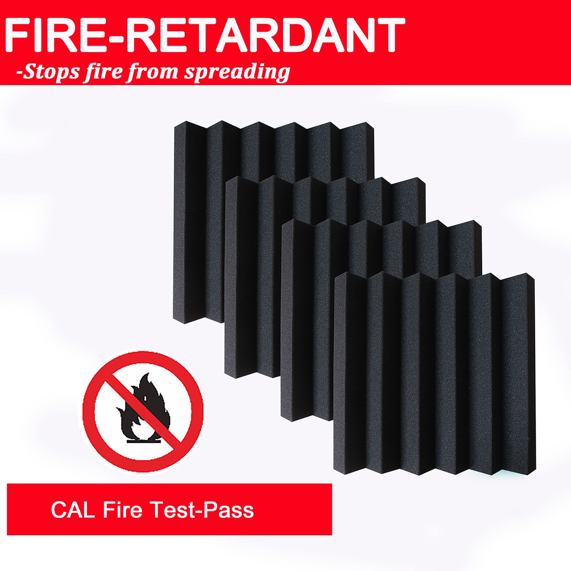 Ktoesheo 24 Pack Acoustic Panels,2'' X 12'' X 12''Sound Proof Foam Panels For Wall,Fireproof Absorbing Noise Cancelling Panels,T