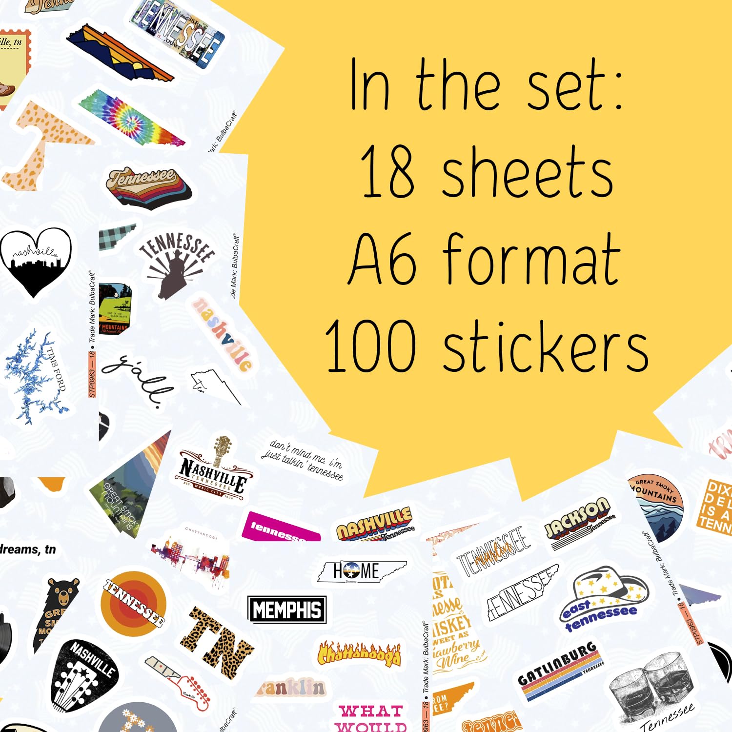 100Pcs Tennessee Stickers For Water Bottle And Laptop   Tennessee Party Favors & Decorations, Waterproof Vinyl Decals, State Pri