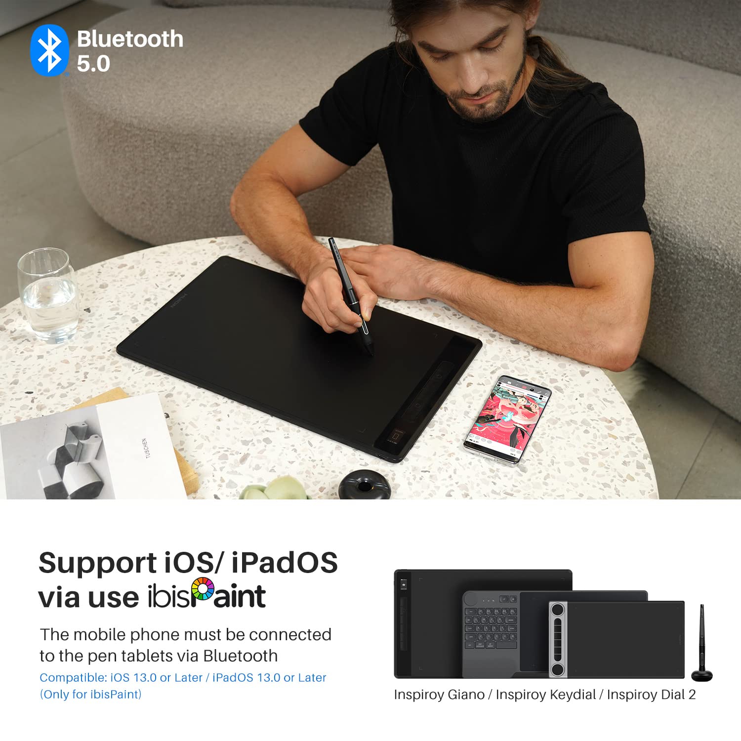 Huion Inspiroy Giano G930L Wireless Graphics Drawing Tablet With Smart Mini Lcd Screen And Pw517 8192 Levels Pressure Battery-Fr