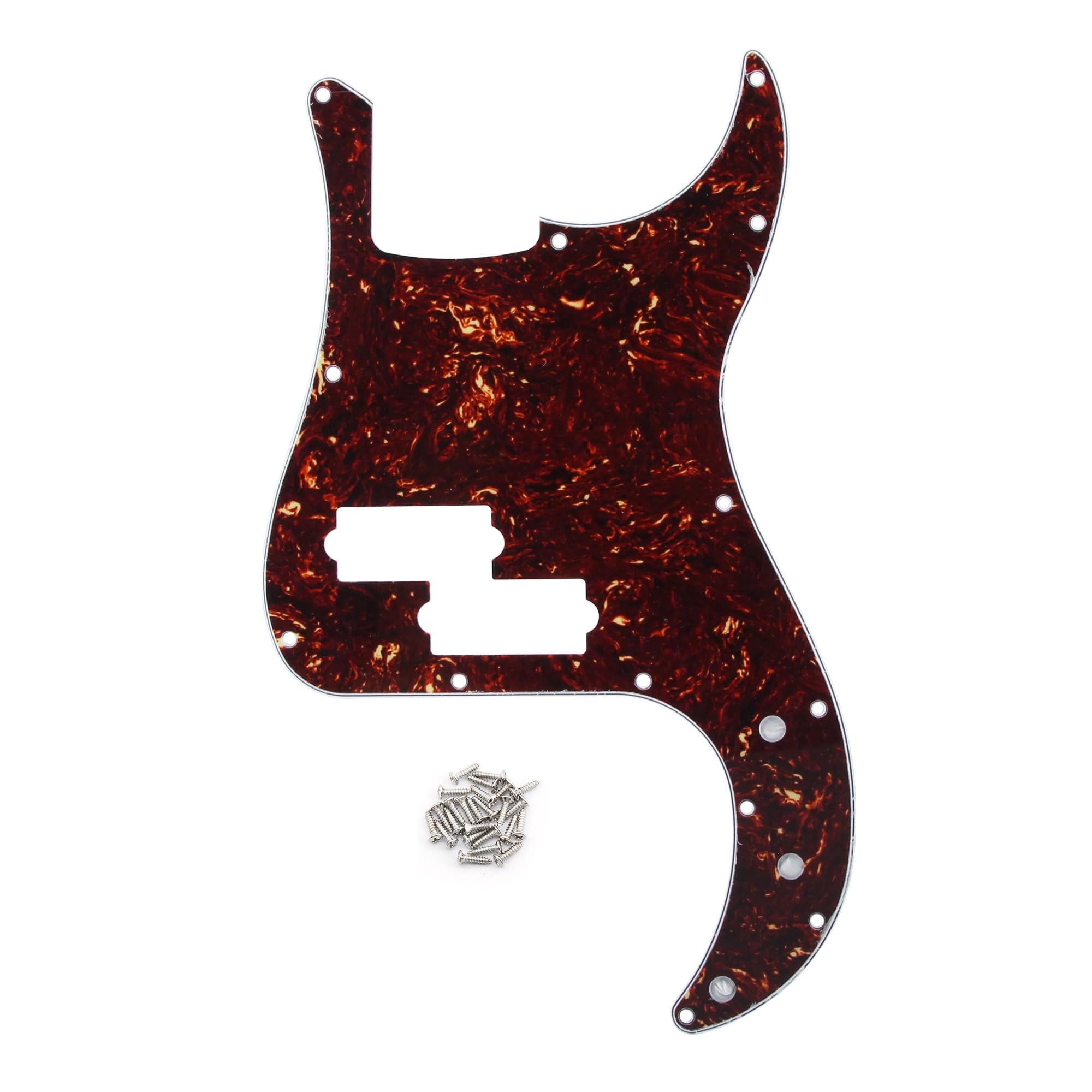 Fleor 13 Hole P Bass Pickguard Guitar Scratch Plate Pick Guard For 4 String Usa/Mexican Standard Precision Bass Style, 4Ply Brow