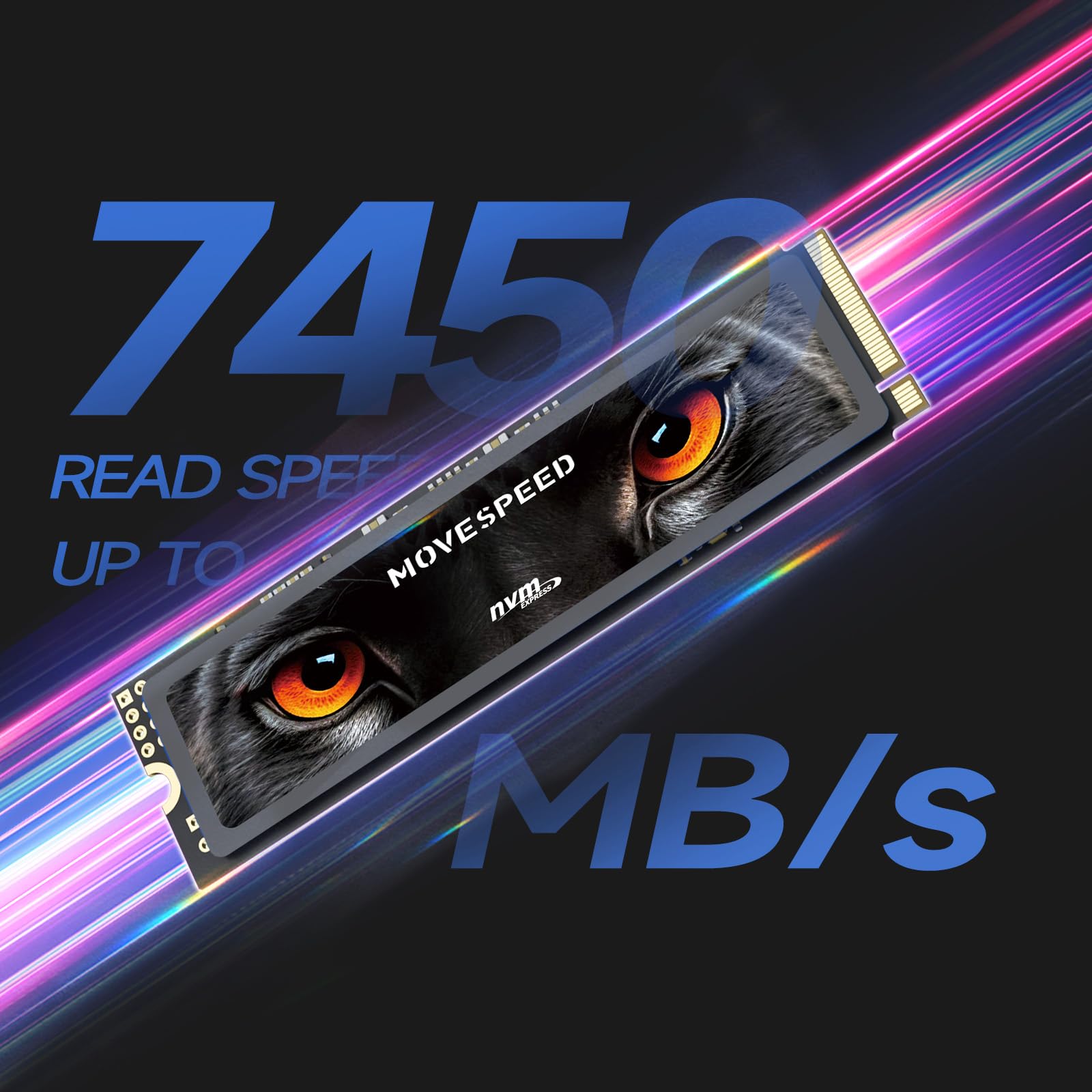 Move Speed Hb7450 2Tb Ssd For Ps5 With Heatsink, Pcie 4.0 Nvme M.2 Internal Solid State Drive   Up To 7450Mb/S, 3D Nand Storage