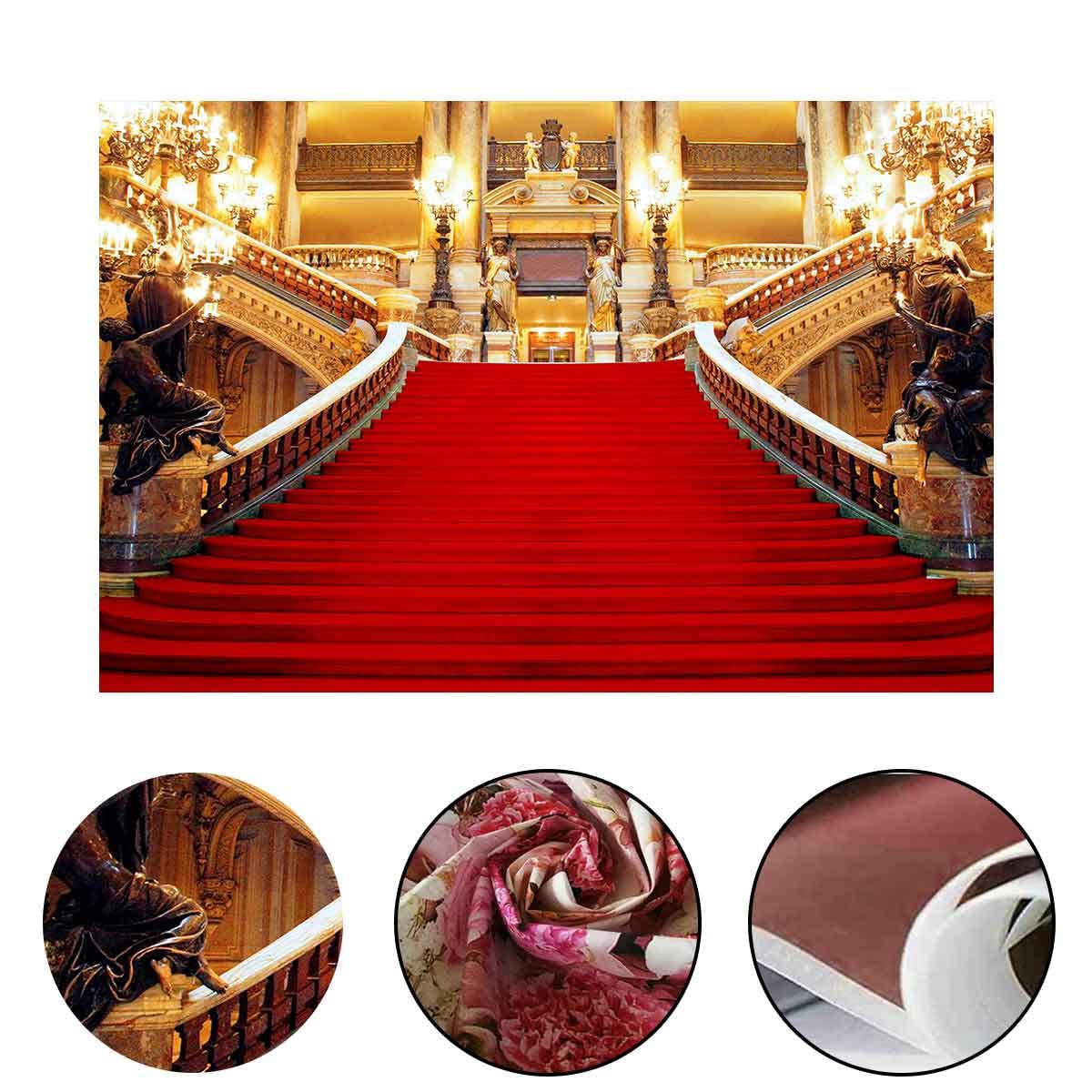 Gureter Red Carpet Backdrop, Golden Palace Gorgeous European Hall Photo Backdrop, Vinyl 10X7Ft Prom Picture Photo Studio Props L