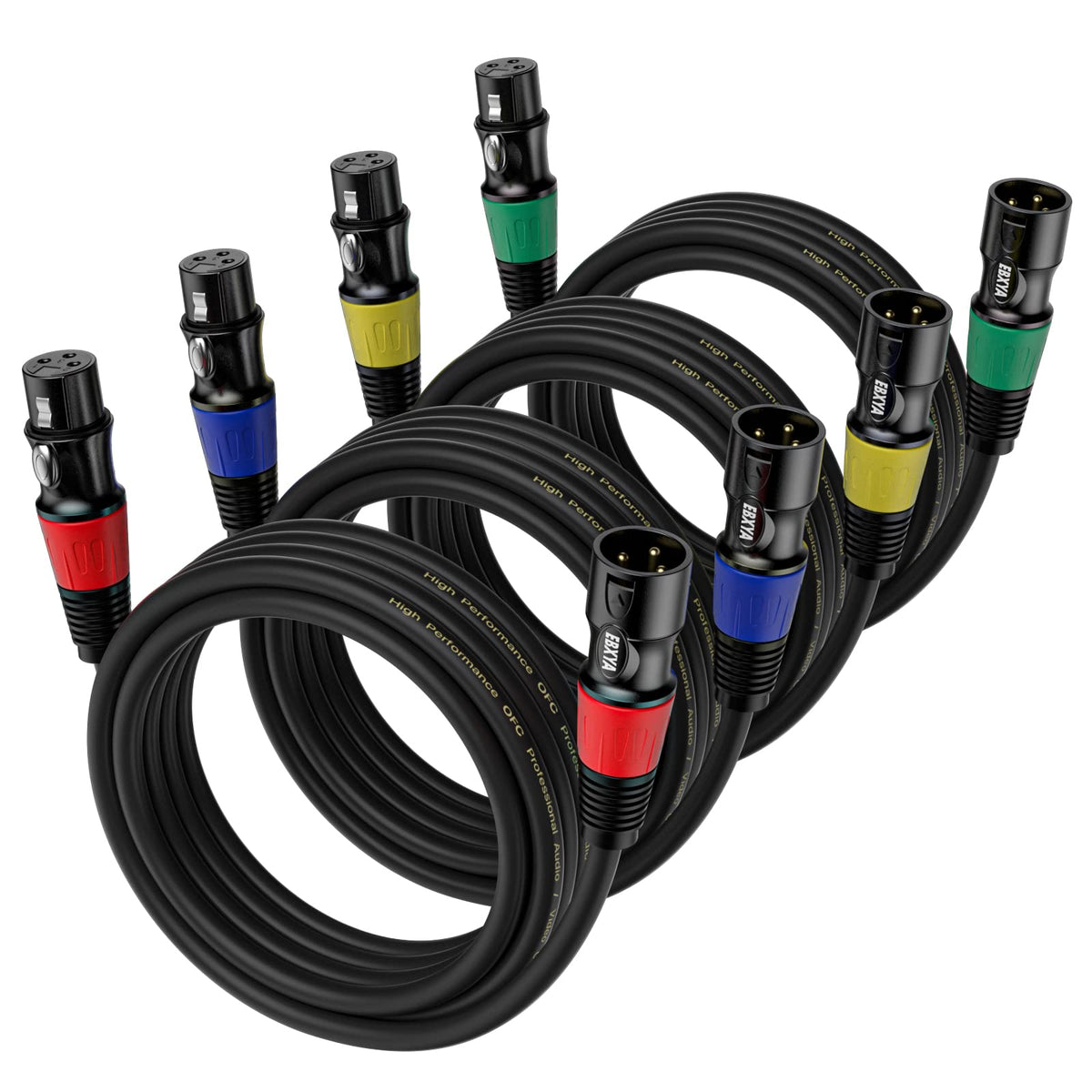 Ebxya Xlr Cable 10 Ft 4 Packs   Standard Xlr Male To Female Microphone Cable With 3 Pin Balanced Shielded Xlr Speaker Cable