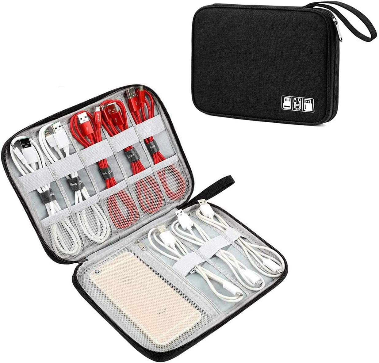 Seagull Flight Of Fashion Nylon Single Layer Electronics Accessories Gadget Organizer Bag, Tech Organizer Pouch For Cables And C