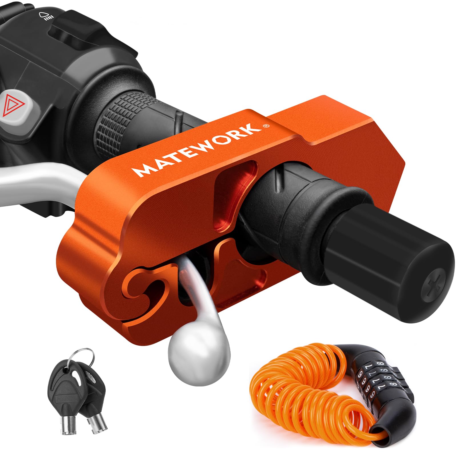 Matework Motorcycle Lock Anti Theft Heavy Duty, Motorcycle Handlebar & Brake Lock With Helmet Lock, Bike Lock, Universal For All