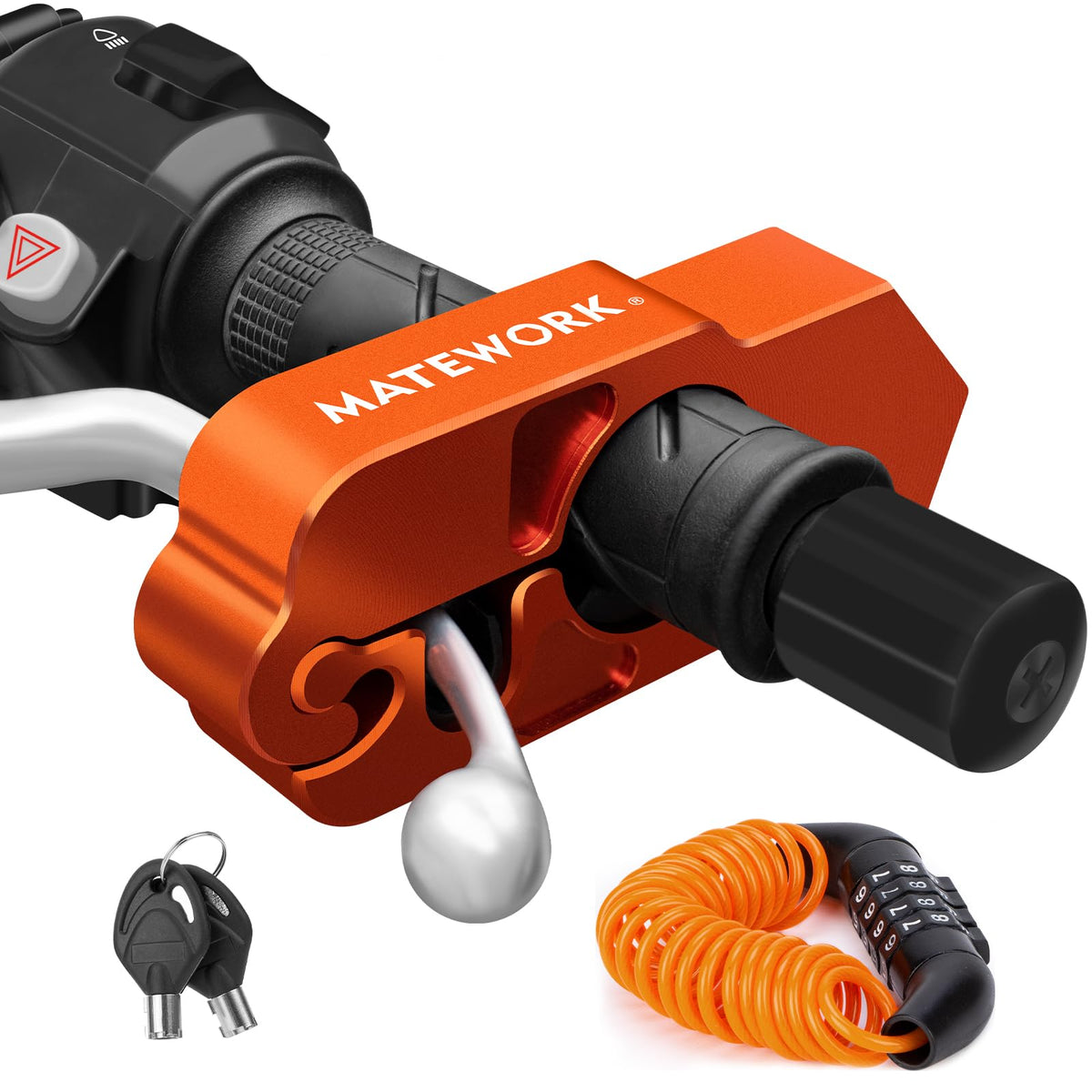 Matework Motorcycle Lock Anti Theft Heavy Duty, Motorcycle Handlebar & Brake Lock With Helmet Lock, Bike Lock, Universal For All