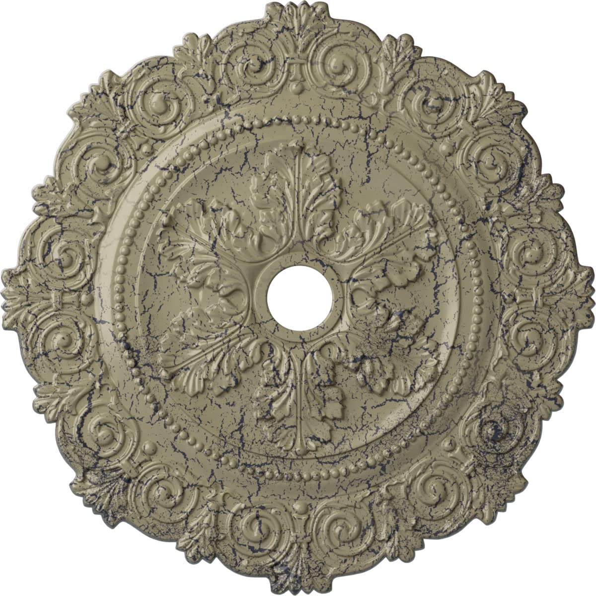 Ekena Millwork CM33SCCSC Scroll Medallion Ceiling Medallion, Castle Stone Crackle, 33 1/4OD x 3 5/8ID x 1P