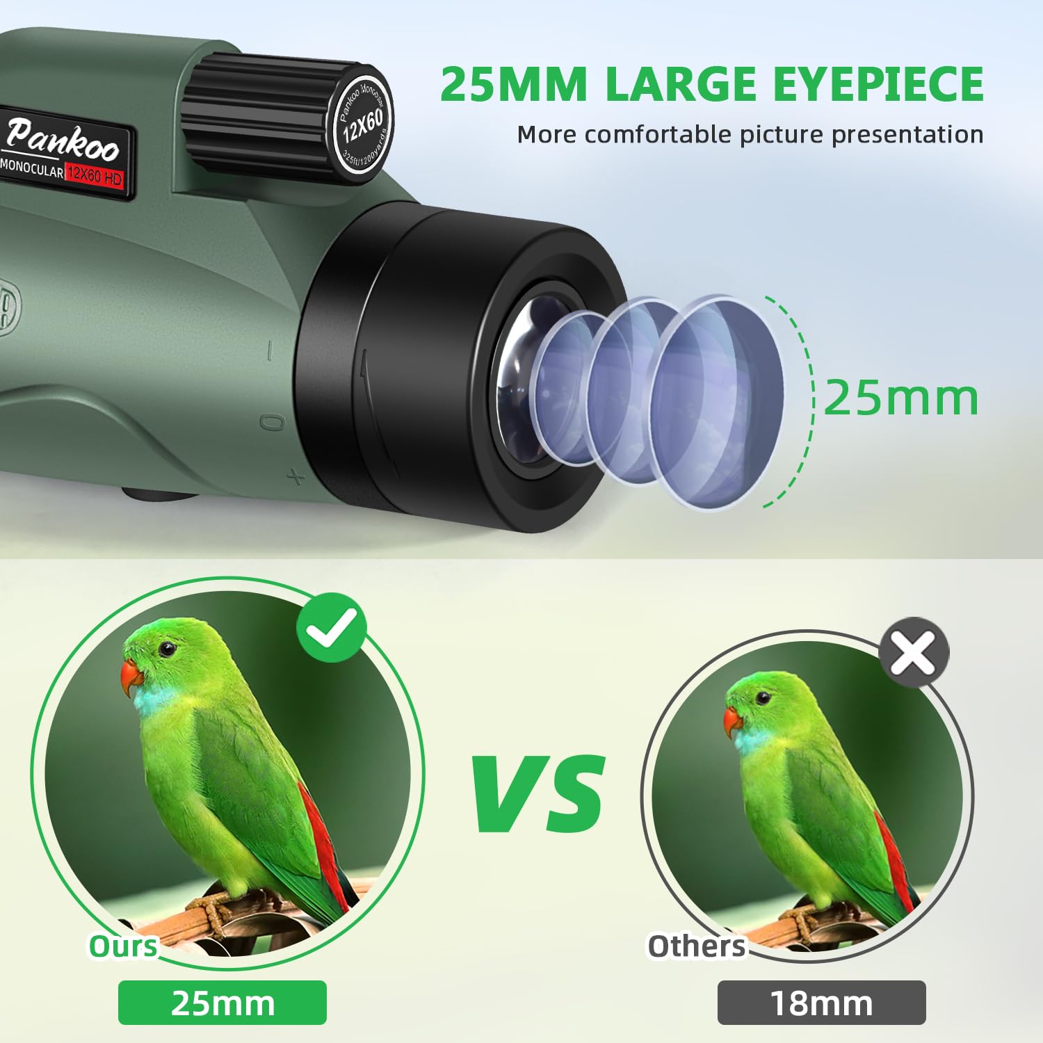 Pankoo 12X60 Hd Monocular Telescope For Adults | Comes With Smartphone Adapter Tripod Hand Strap | Suitable For Bird Watching Sp