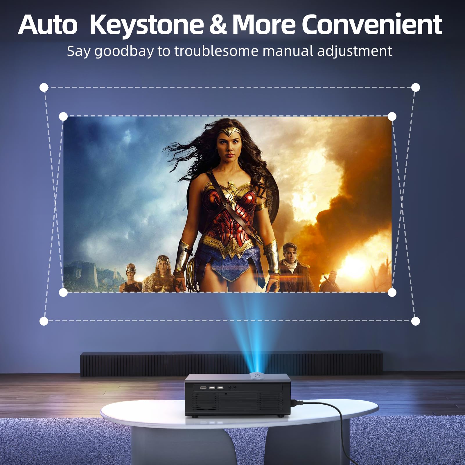 [Electric Focus/Auto Keystone] Projector With Wifi And Bluetooth, Native 1080P 20000L 4K Supported, Fudoni Outdoor Movie Project