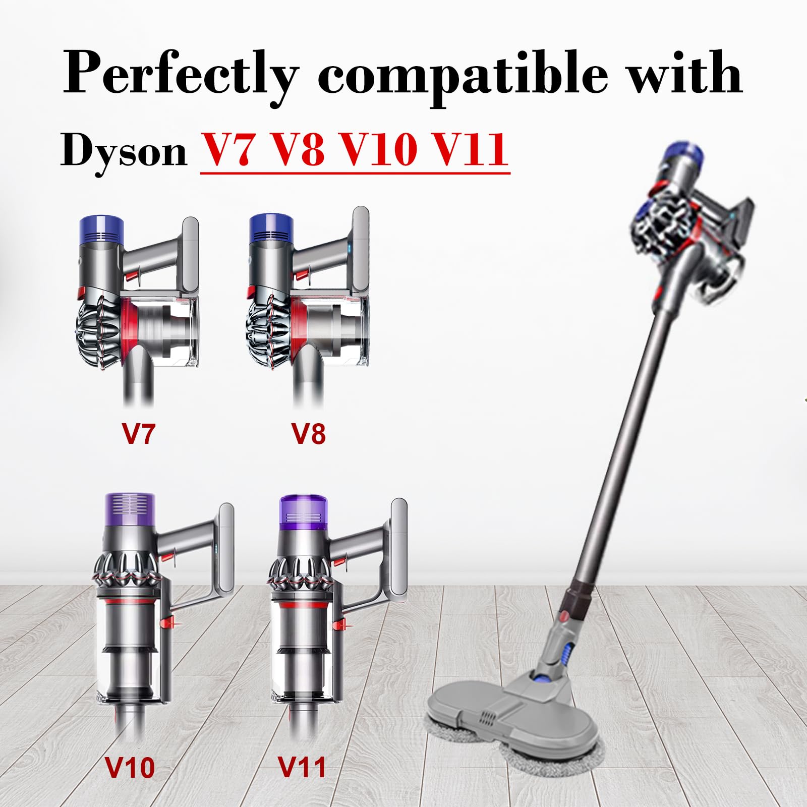 Coodss Vacuum Cleaner Attachment, Electric Mop Head For Dyson V7/V8/V10/V11, Wet & Dry, Hardwood Floor