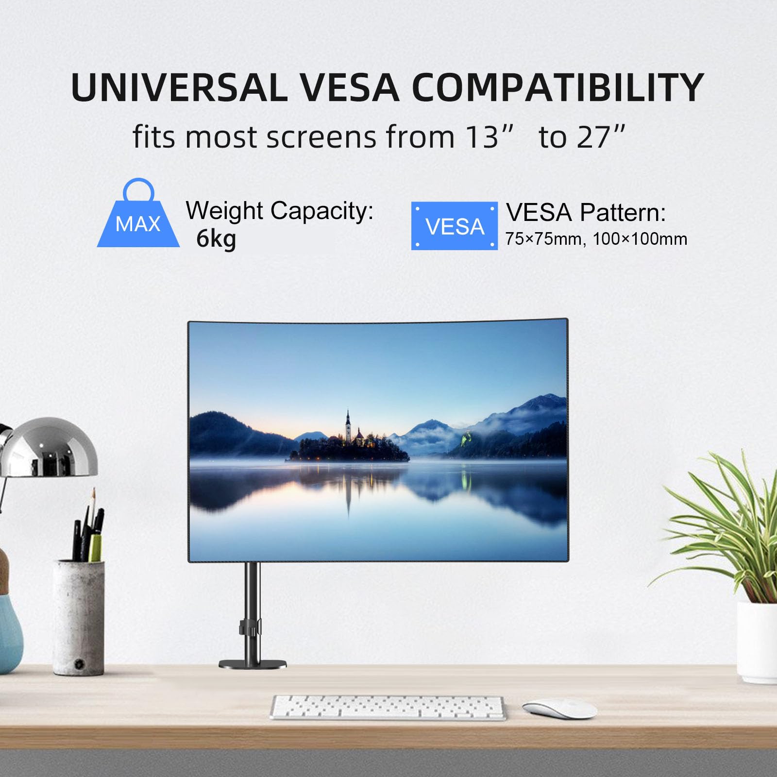 Premium Single Monitor Mount, Single Monitor Arm, Fully Adjustable Gas Spring Vesa Monitor Mount, Monitor Stand Desk Mount For D