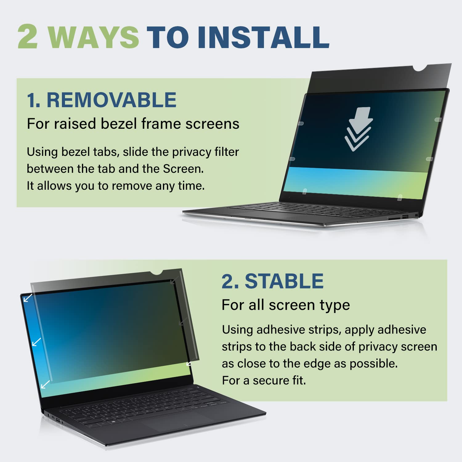 Senseage 13.3 Inch 16:9 Widescreen Laptop Privacy Screen Filter For 60 Degree Privacy, Upgraded Anti Glare, Uv Light Reduction &