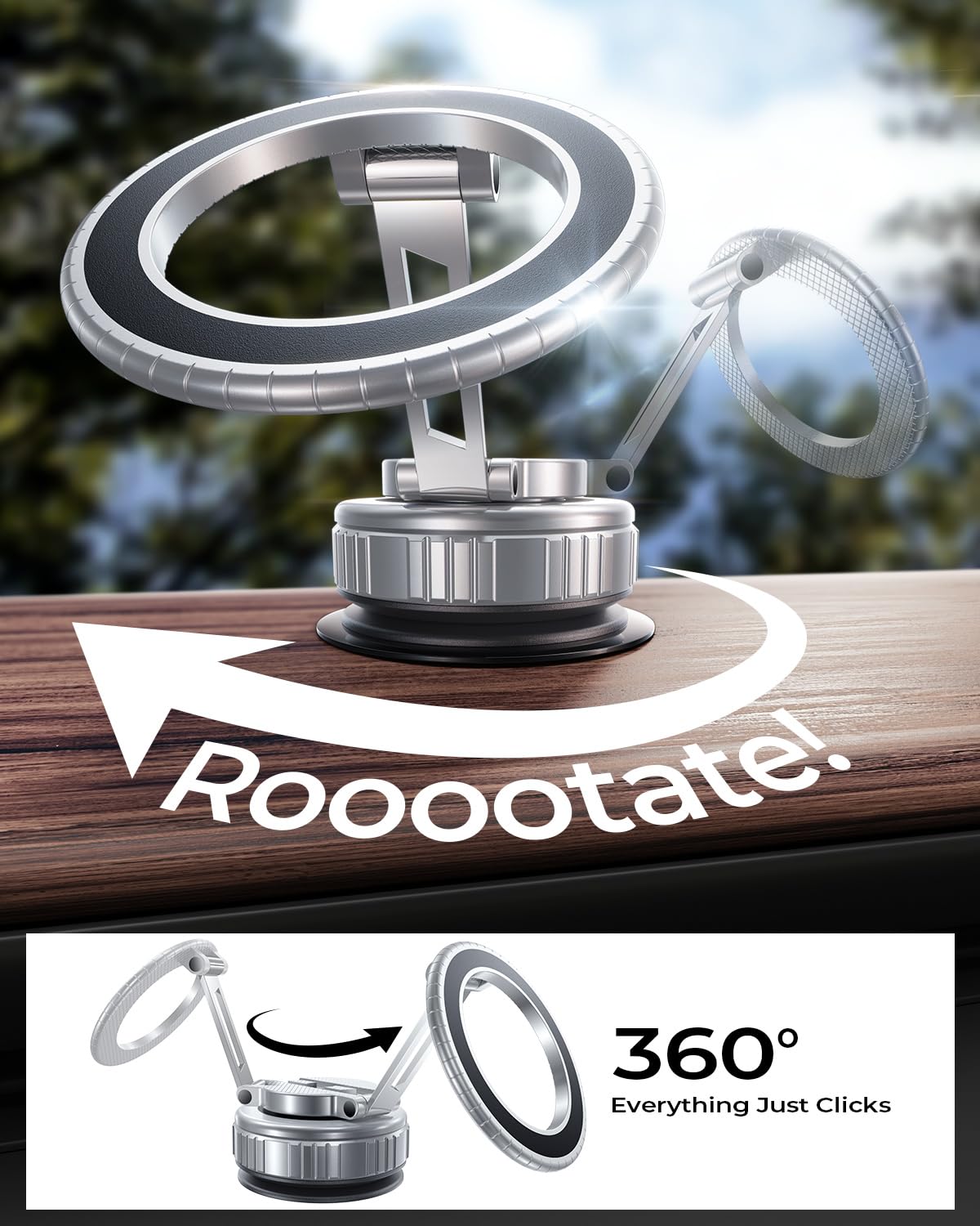 2025 Upgraded 360 Rotation Vacuum Magnetic Phone Holder Stand,For Magsafe Suction Cup Phone Mount [89+Lbs Strongest Suction & Ma