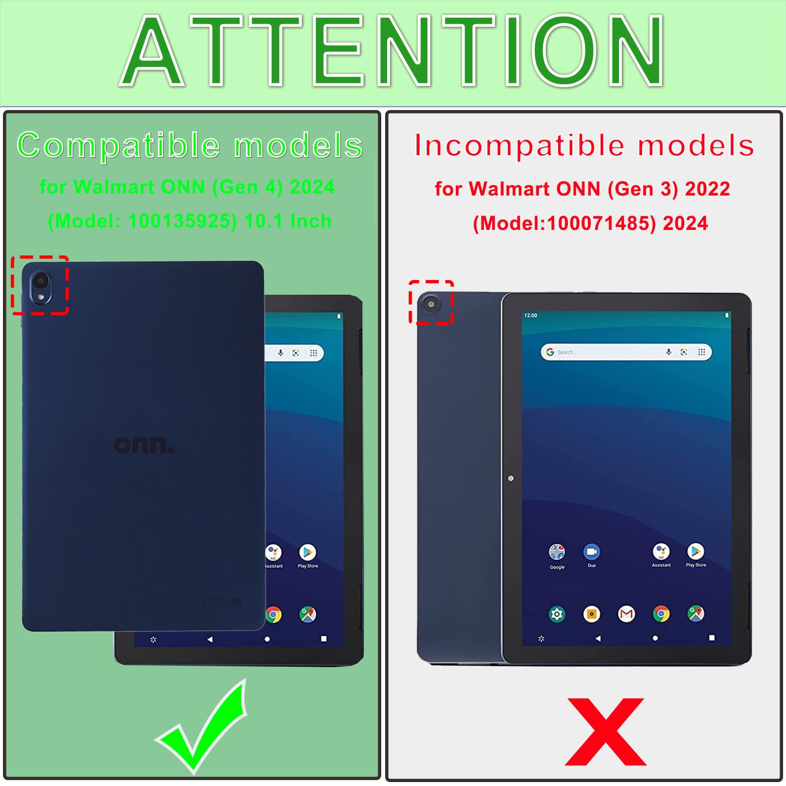 Atooz For Walmart Onn 10.1 Tablet Case 2024,Soft Silicone Case For Onn 10.1 Gen 4 Tablet With Stand (Model: 100135925) (Green)