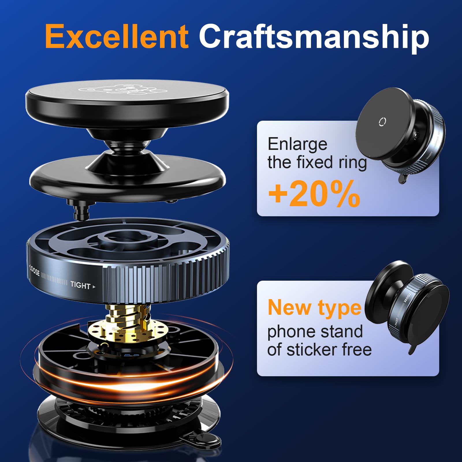 Upgraded 360 Adjustable Vacuum Magnetic Suction Cup Phone Holder, Portable Mechanical Suction Phone Mount For Car/Gym/Kitchen/Mi