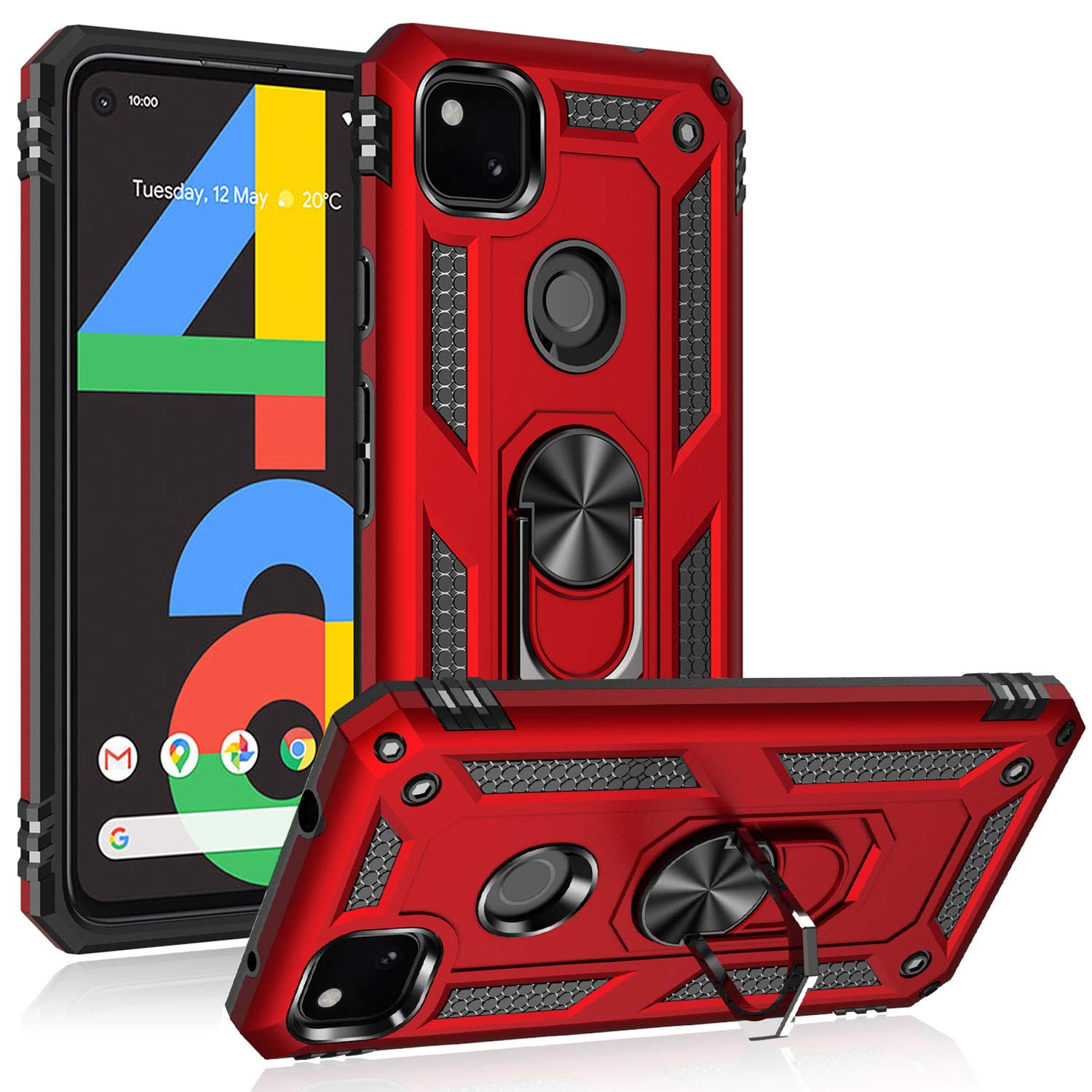 Addit Phone Case For Google 4A 4G,Google Pixel 4A 4G Case, Military Grade Protective Google Pixel 4A Cases Cover With Ring Car M