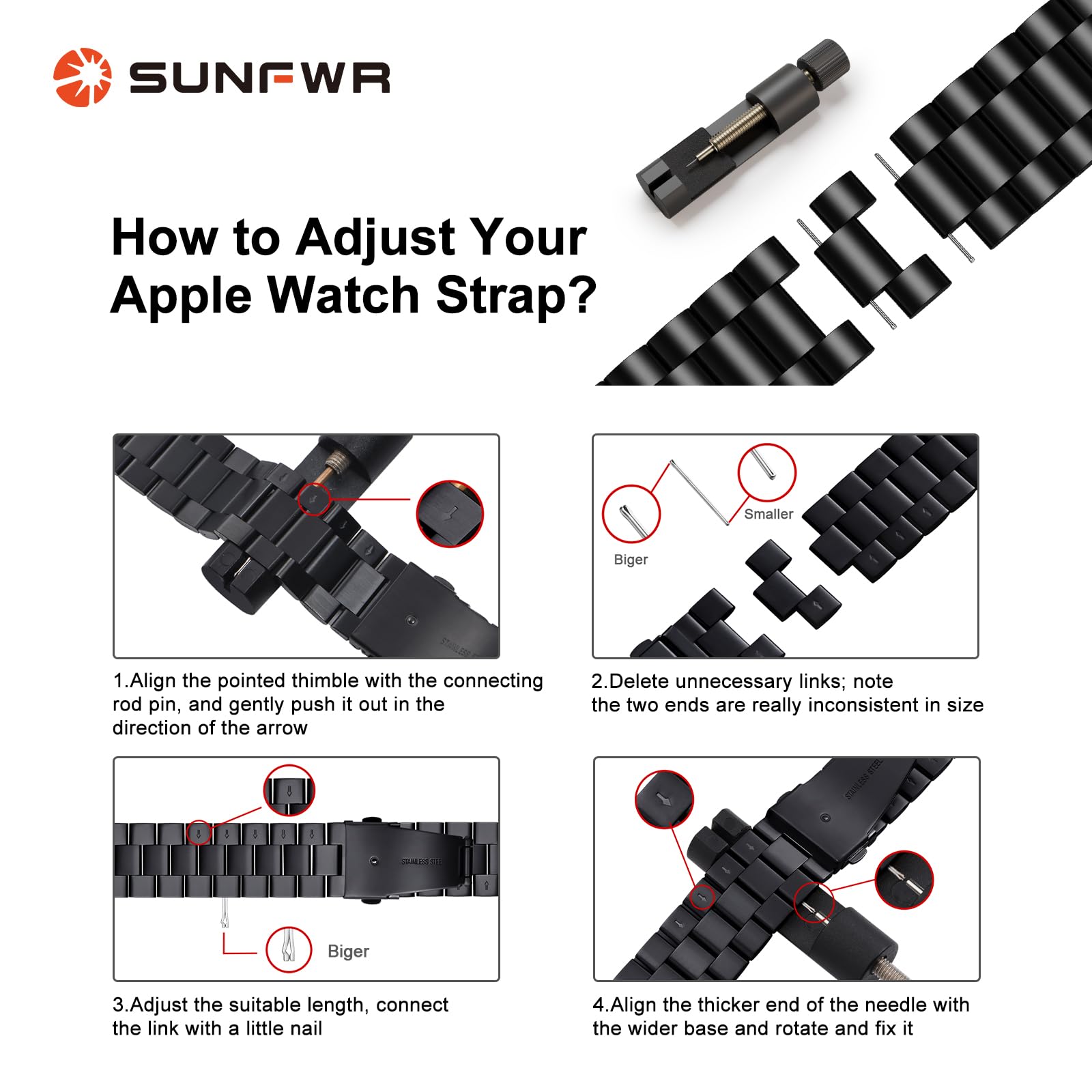 Sunfwr Compatible With Apple Watch Band 49Mm For Men Women, Stainless Steel Metal Iwatch Band With Case For Apple Watch Ultra/Ul