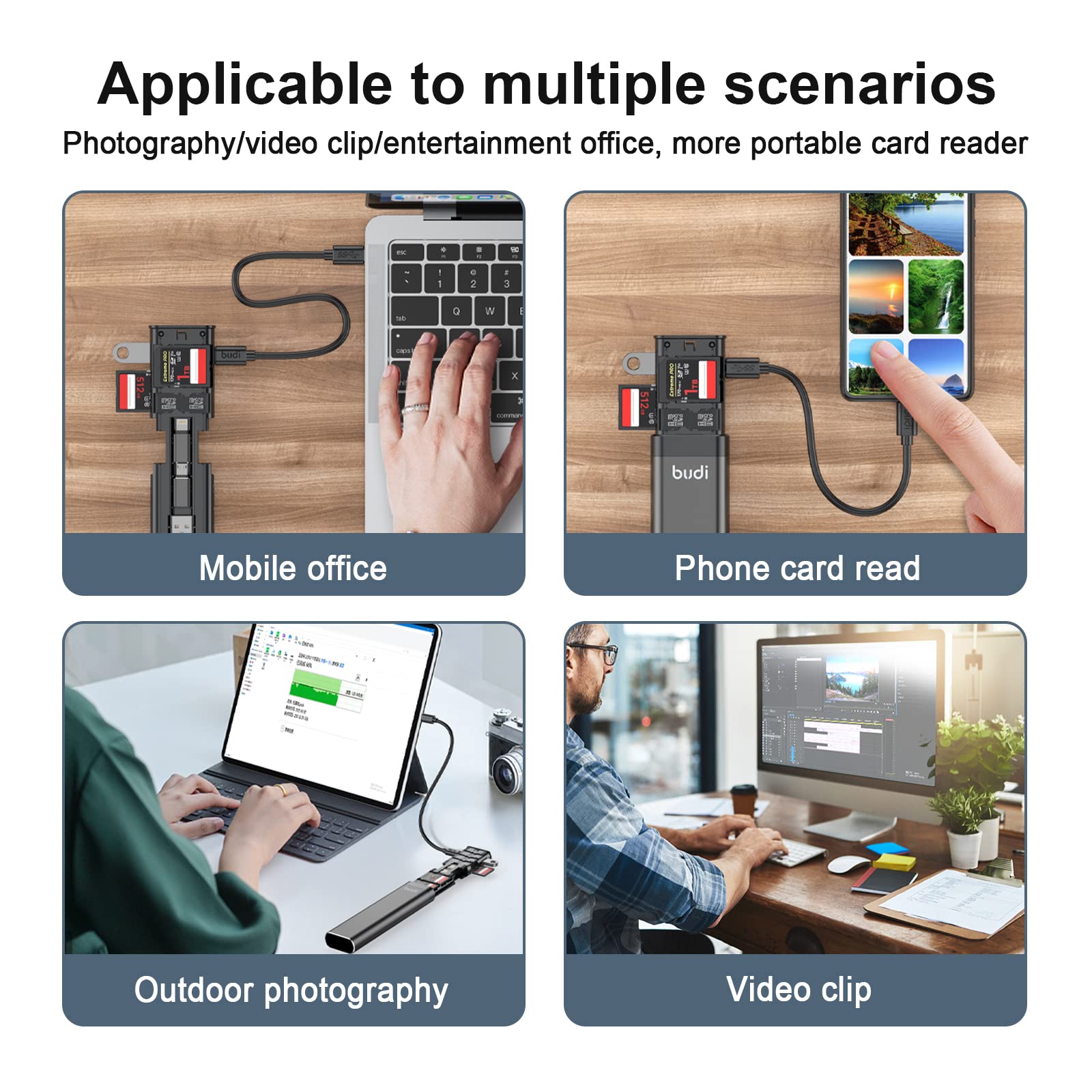 Budi Multifunctional 9 In1 Sd Card Reader Cable And Usb 3.0 Tf/Sd Type C With Otg Adapter For Iphone Android And Computer Memory