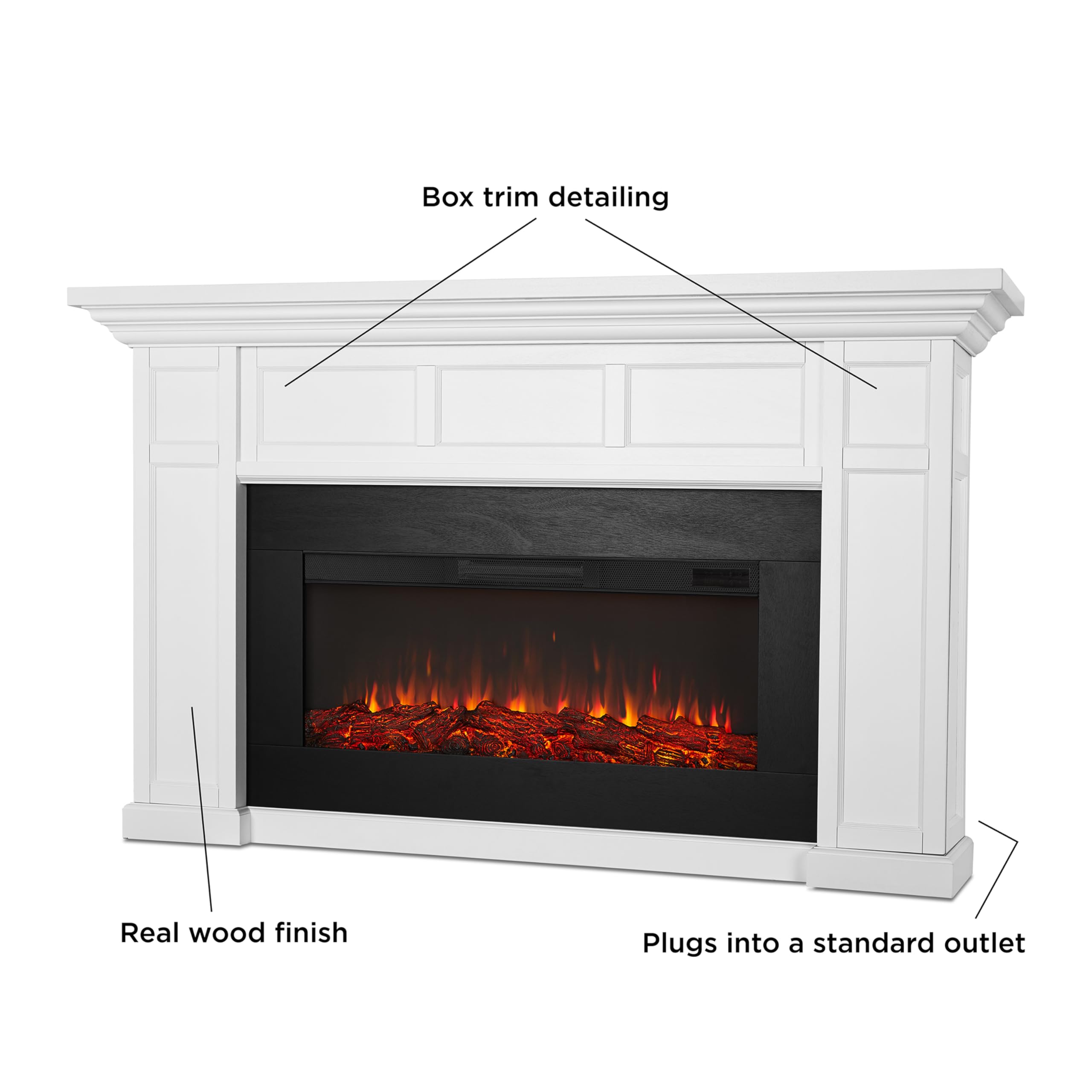 Real Flame Alcott 75    Electric Fireplace With Mantel For Living Room Or Bedroom, Replaceable Fireplace Insert Heater, Realisti