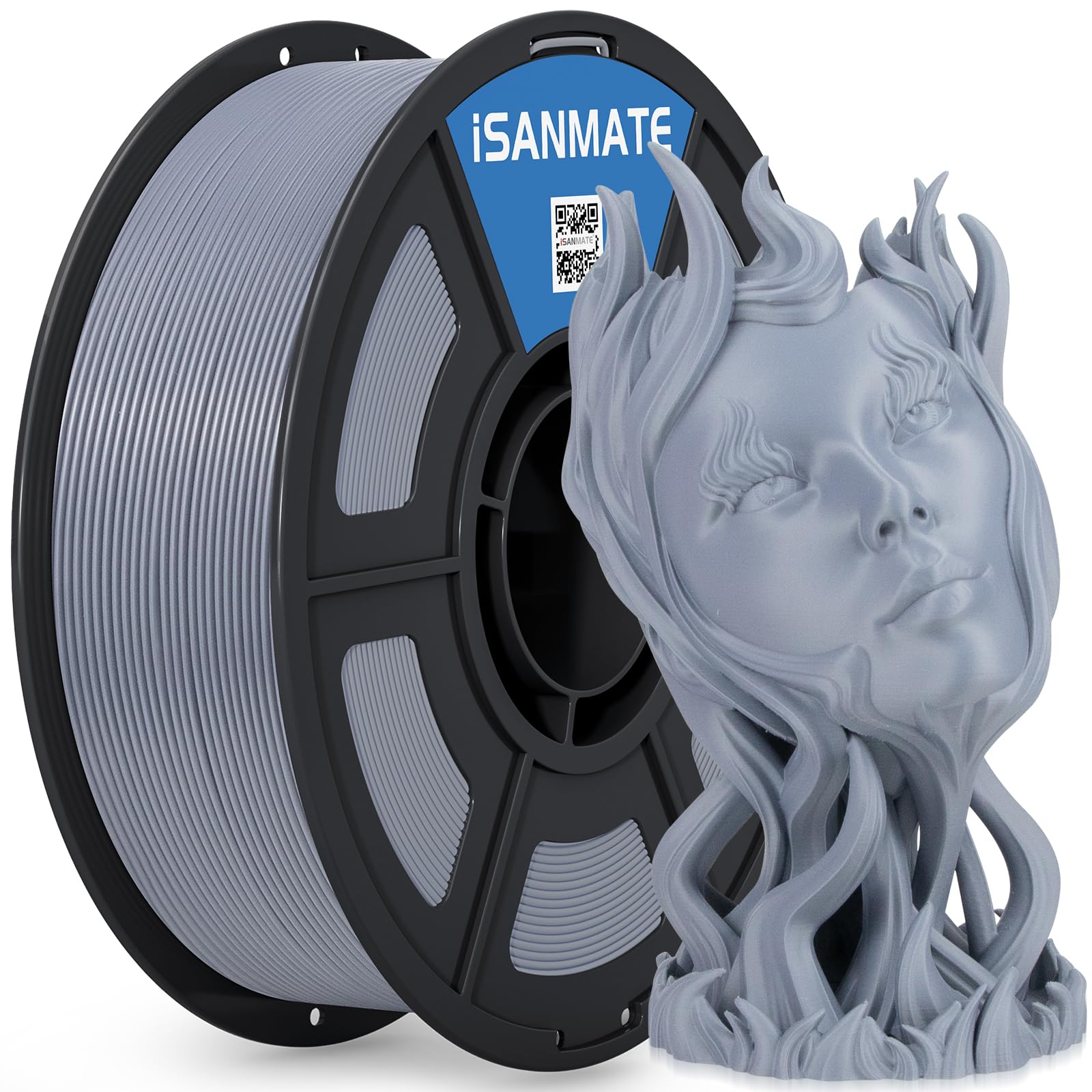 iSANMATE 3D Printer Filament ASA 1KG, Silver ASA Filament 1.75mm, UV & Weather Resistant Silver ASA Filament Perfect for Outdoor
