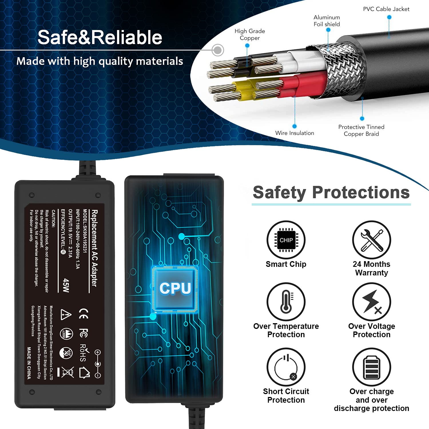 45W 19.5V 2.31A Ac Adapter Laptop Charger For Hp 741727 001 Tpn C125 Hstnn La40 Hstnn Da40 854054 002 Hstnn Ca40 740015 002 740015 003 740015 004, Hp 15 F387Wm 15 F272Wm 15 F233Wm 15 Ba009Dx 15 R132Wm