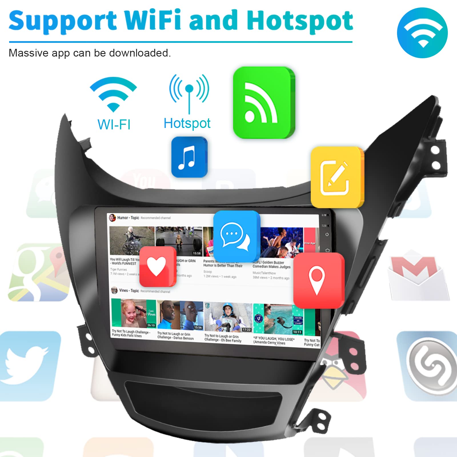 (1+32G) For 2011 2013 Hyundai Elantra Android 13 Radio, Roinvou 9 Inch Touch Screen Radio Dash Kit With Backup Camera, In Dash G