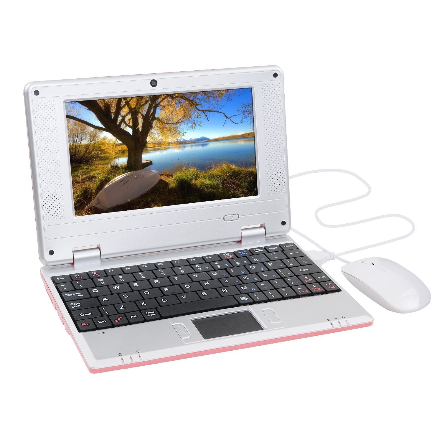 Goldengulf 7 Inch Portable Mini Computer Laptop Pc Netbook For Kids Android 12 Quad Core 32Gb Wifi Built In Camera Netflix Youtu