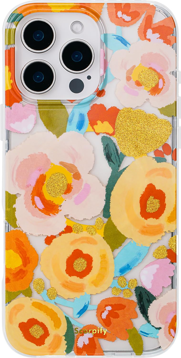 Scorpify For Iphone 16 Pro Case [Compatible With Magsafe] With Heronsbill Floral Design, Cute Clear Flower Magnetic Phone Cover