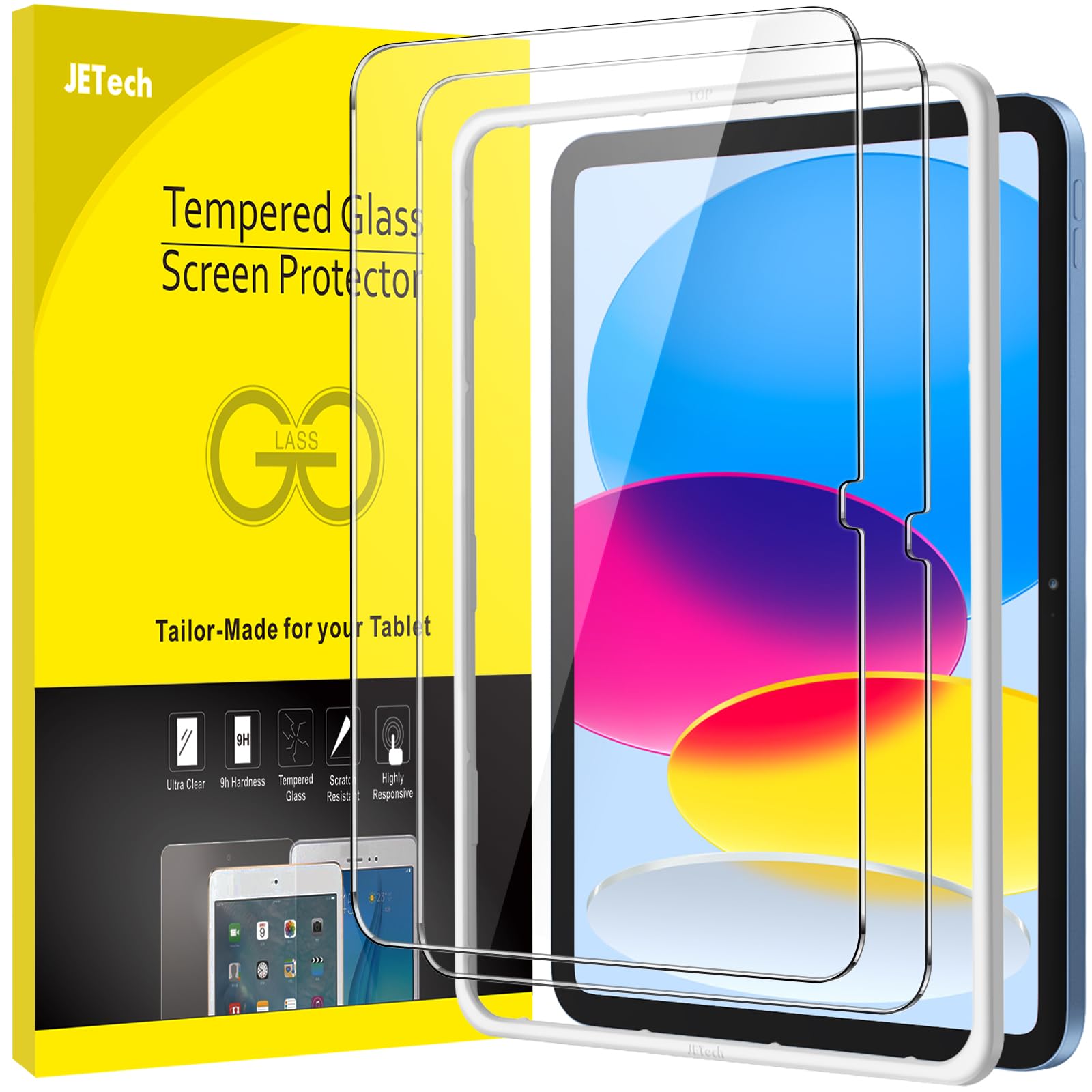 Jetech Screen Protector For Ipad 10 (10.9 Inch, 2022 Model, 10Th Generation) With Easy Installation Frame, Tempered Glass Film,