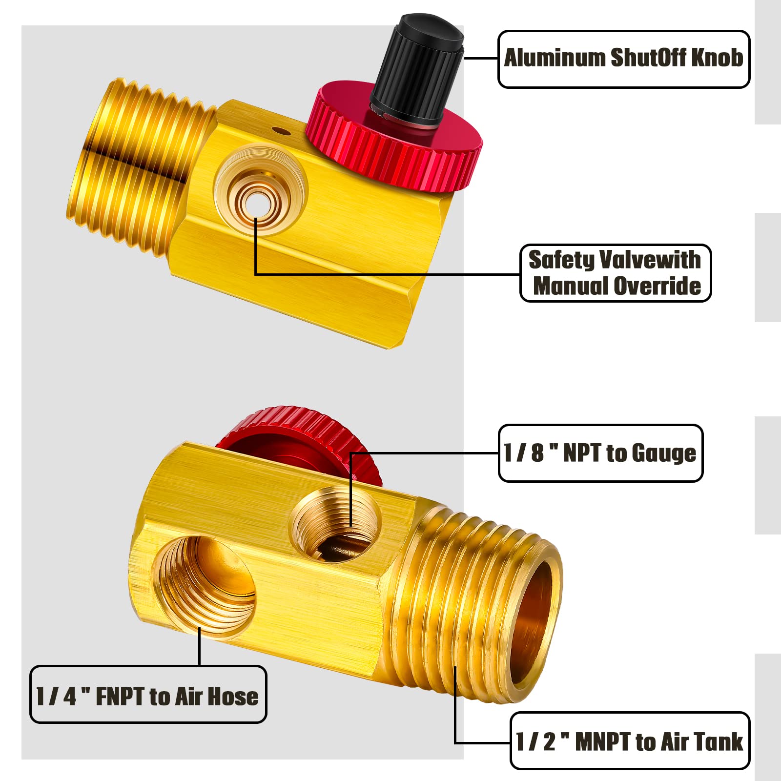 Peryiter Air Tank Repair Kit Including Safety Valve, 0 200 Psi Pressure Gauge And 4 Feet Air Tank Hose Assembly Kit For Portable