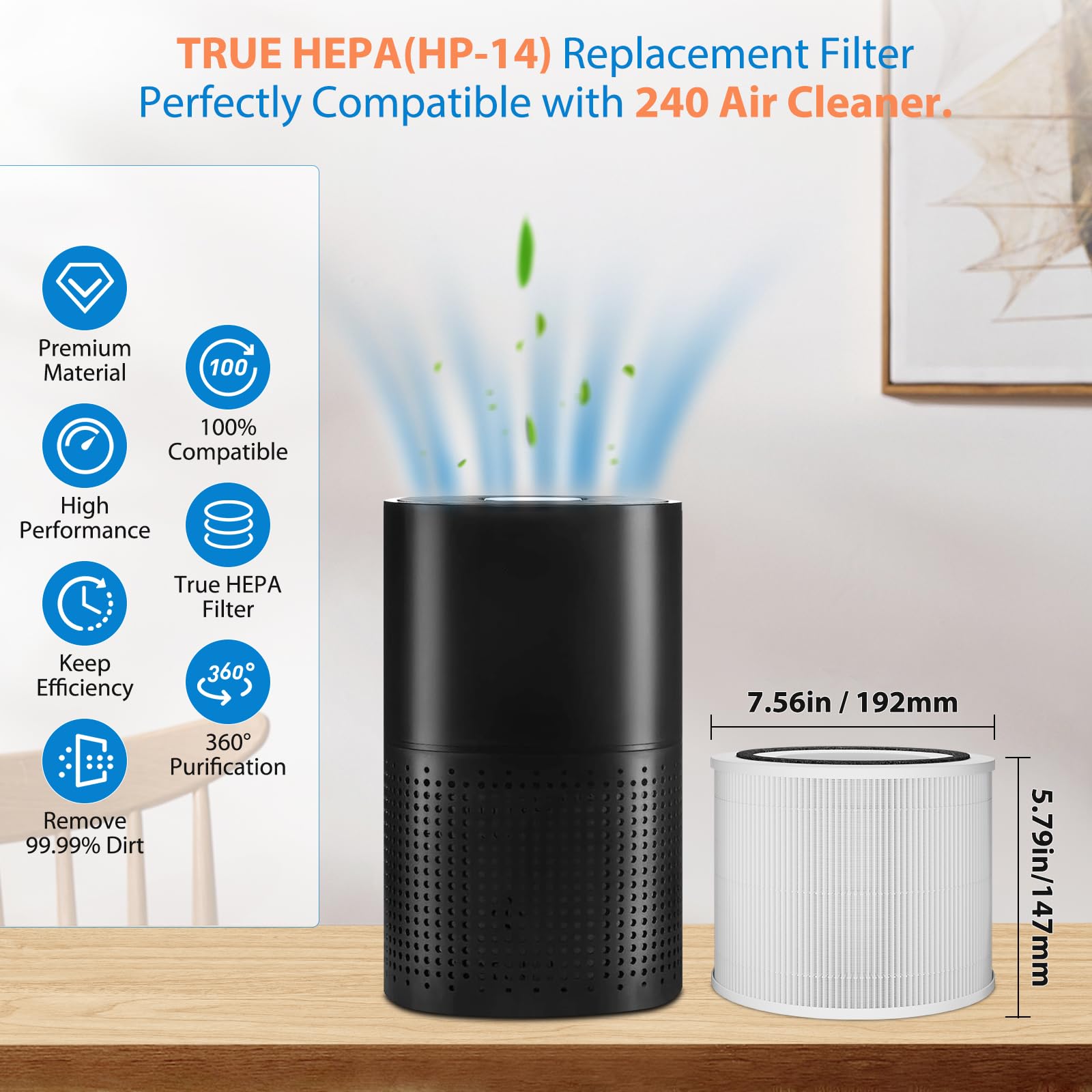 4 Pack True Hepa 14 240 Replacement Filter Compatible With Puroair 240 Air Puri Fier. Fit For Puroair Hepa 14 Air Puri Fier Filt