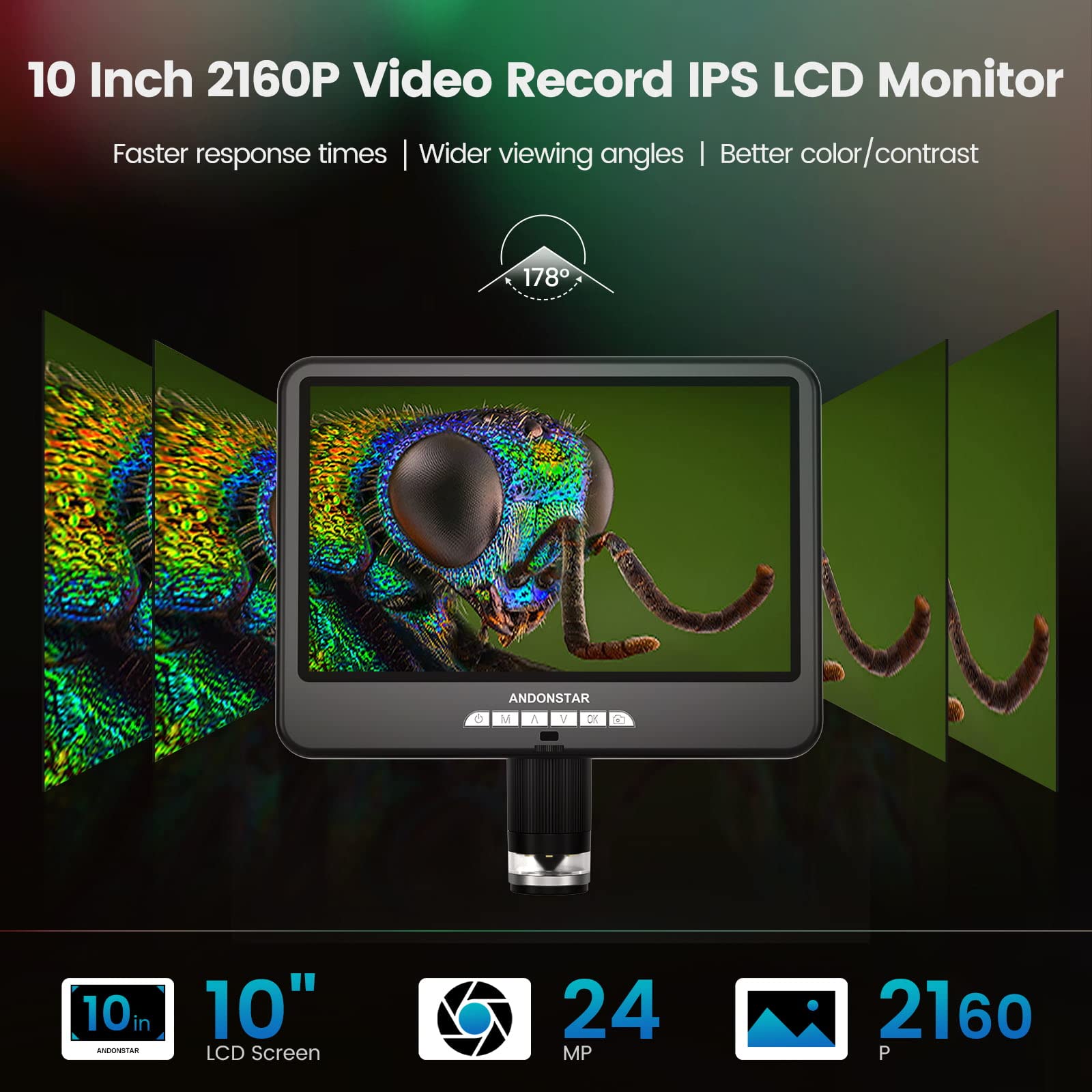 Andonstar 10.1 Inch Hdmi Digital Microscope Ad207S 10, Soldering Microscope, Coin Microscope For Error Coins, Electronic Microsc