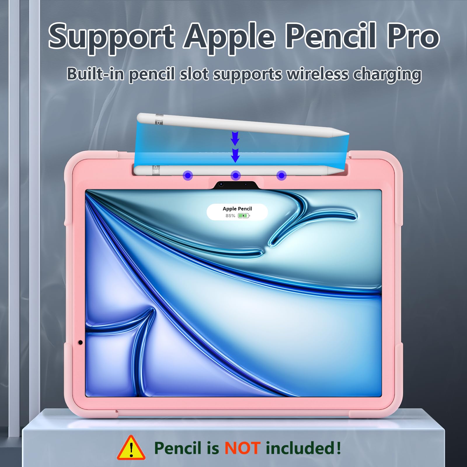 Tsqqst Case For Ipad Air 11 Inch M2 2024 Pink For Kids Girls, Full Body Protection Shockproof Rugged Cute Case Cover With Stand