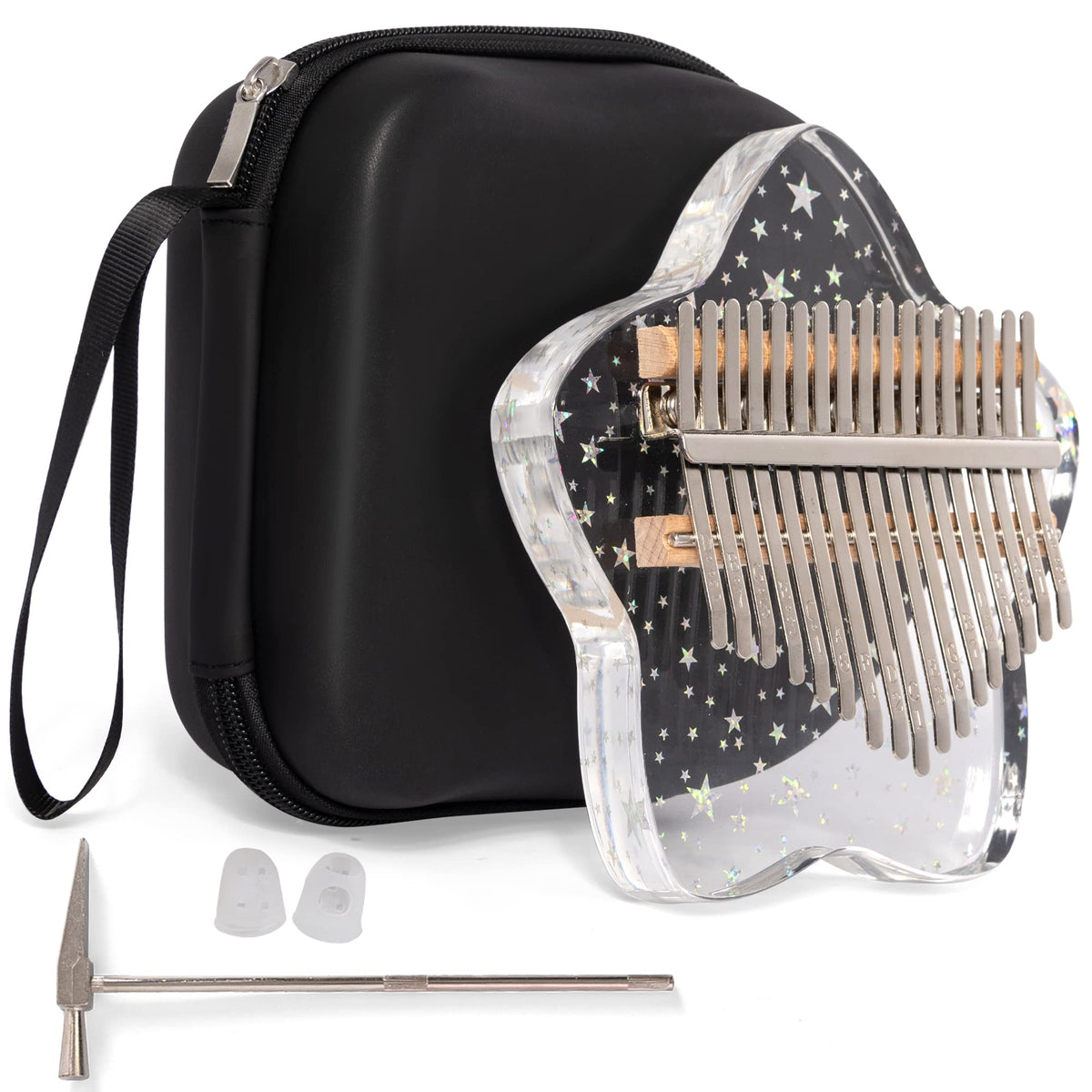 Cute Kalimba Thumb Piano 17 Keys Star Crystal Acrylic Finger Piano Portable Mbira Musical Instruments Cute Christmas Gift With T