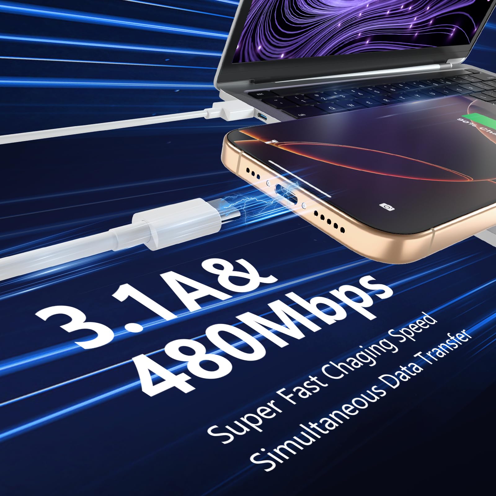 Usb To Usb C Cable For Iphone 17/16/15 Car Charger,2Pack 3Ft Carplay Cord Fast Charging For Iphone 17/16/15 Air Plus Pro Max,Ipa