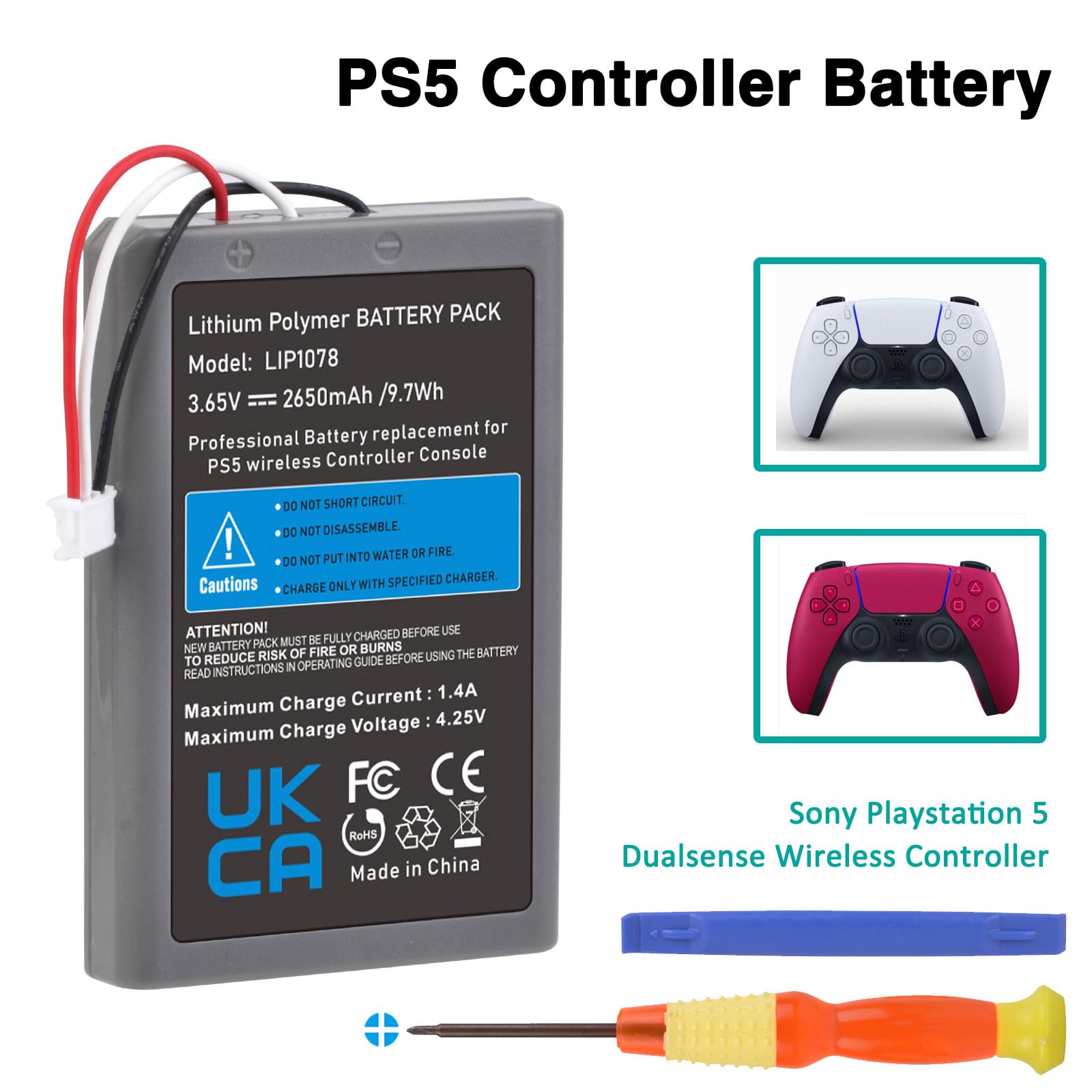 Tectra Ps5 Controller Battery, Lip1708 Battery For Sony Playstation 5 Ps5 Dualsense Wireless Controller Cfi Zct1W Gamepad