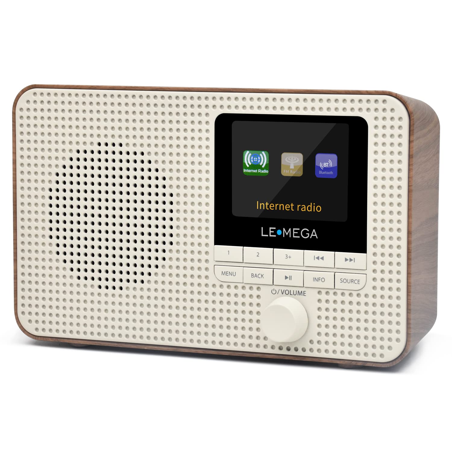 Lemega Ir1 Portable Wifi Internet Radio,Fm Digital Radio,Bluetooth Speaker,Dual Alarms Clock,Sleep Snooze Timer,40 Presets, Headphone Output,Colour Display,Batteries Or Mains Powered � Walnut Finish