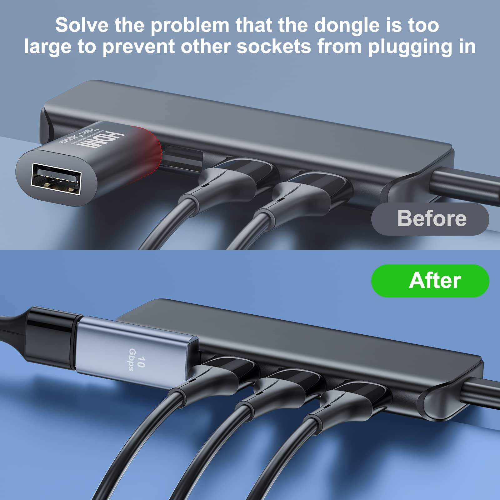 Duhesin 4 Pack Usb 3.1 90 Degree Adapter,?2*Left Angle?&?2*Right Angle? Usb A Male To Female Adapter For Pc, Laptop, Usb A Car C