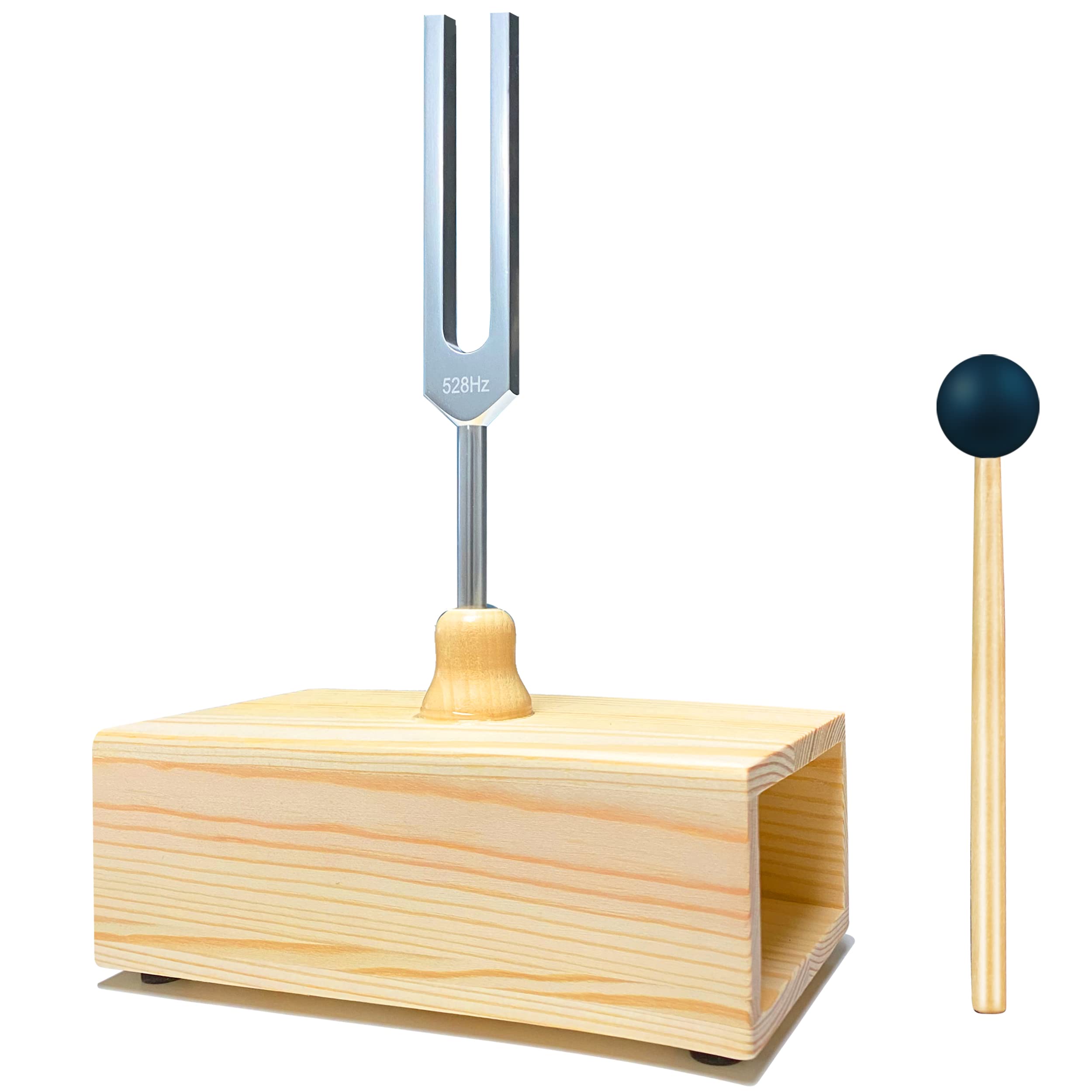 Lrowvenu 528 Hz Tuning Fork With Resonance Box, Aluminum Alloy, Wooden Speaker, Ideal For Sound Healing, Spa Aromatherapy, Tunin