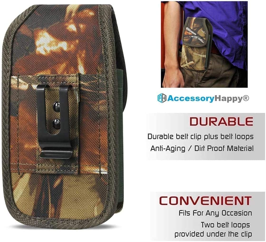 Ah Military Grade Camo Cell Phone Holster Men Cell Phone Belt Holder, Compatible W/ [Iphone Iphone 12 Mini Se 5 5S 5C Samsung J1