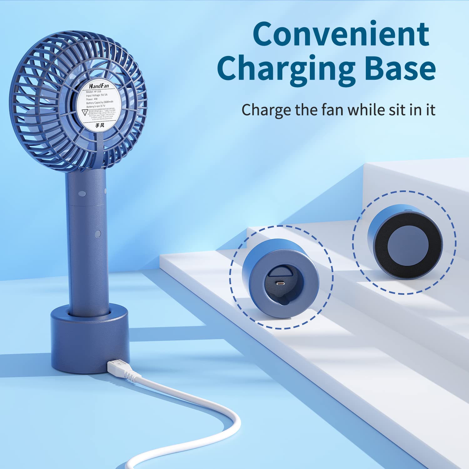 Handfan Mini Handheld Fan With Portable Charger, Rechargeable Personal Hand Fans For Women, Electric Cooling Fan For Desk Beach