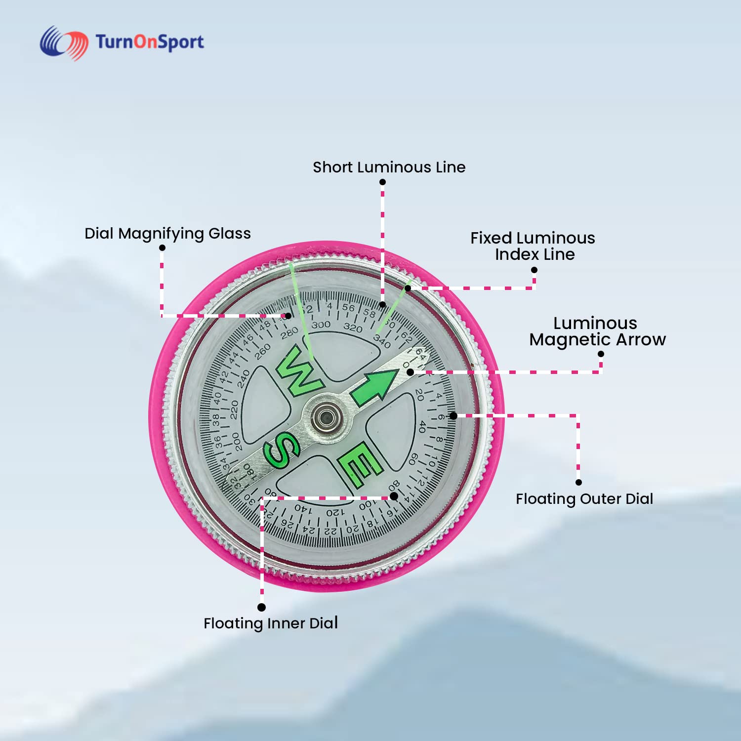 Turnonsport Lensatic Compass - Orienteering & Camping Navigation | Professional Field Compass For Map Reading - Perfect For Boy
