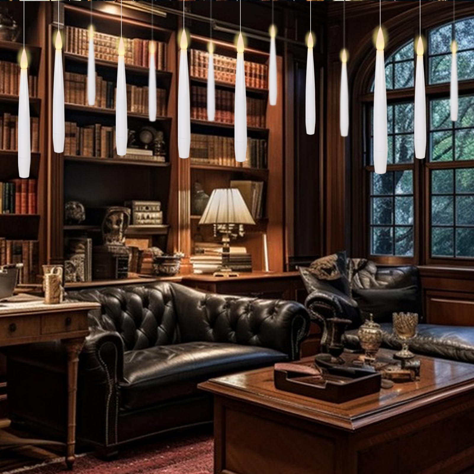 Wondise 22Pcs Floating Flameless Candles With Wand Remote Timer, Hanging Battery Operated Magic Taperture Candles Flickering Win