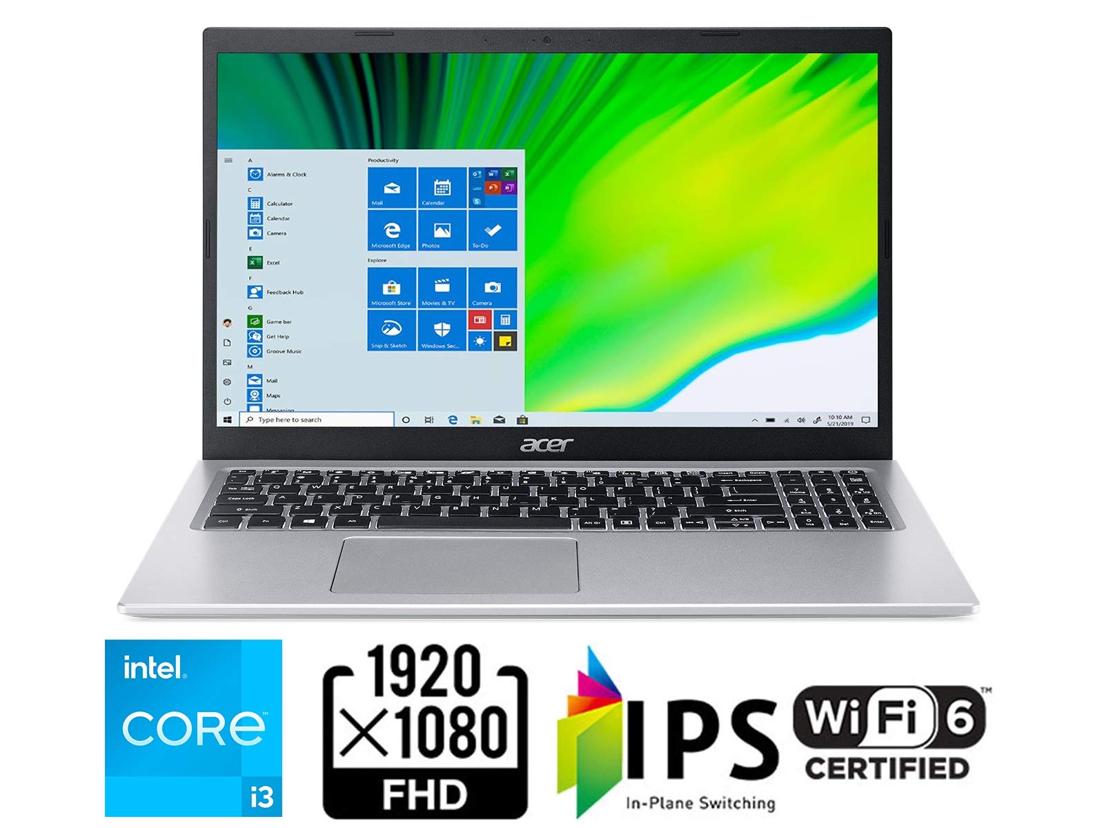 Acer Aspire 5 A515-56-363A, 15.6 Full Hd Ips Display, 11Th Gen Intel Core I3-1115G4 Processor, 4Gb Ddr4, 128Gb Nvme Ssd, Wifi 6,