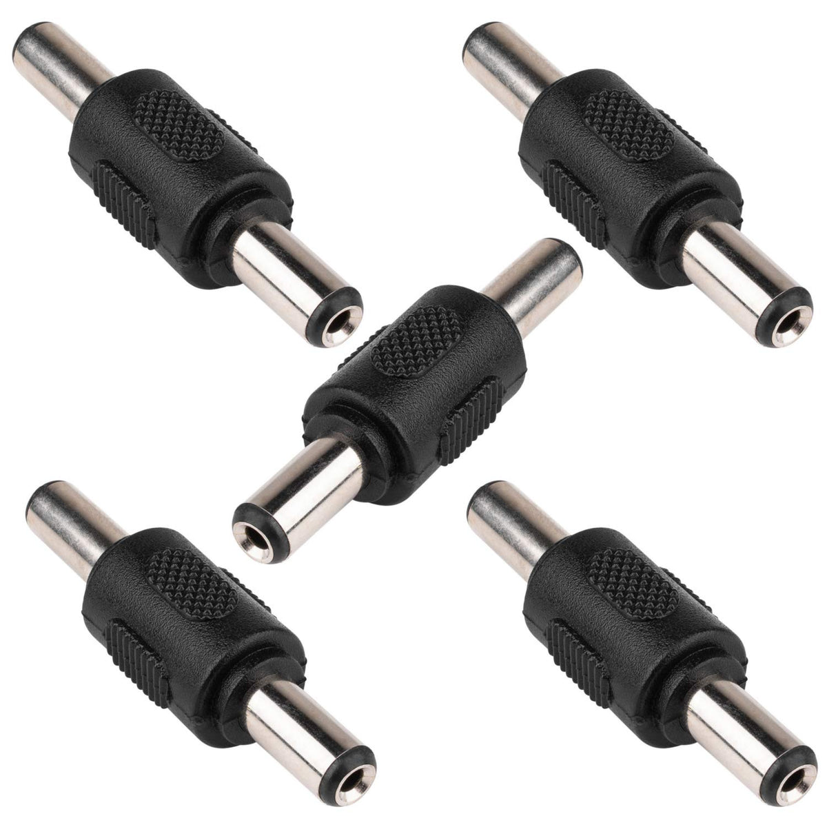 Jacobsparts 5X 5.5Mm X 2.1Mm Male To Male Dc Power Adapter Power Jack Barrel Connector Coupler For Cctv Camera (5-Pack)