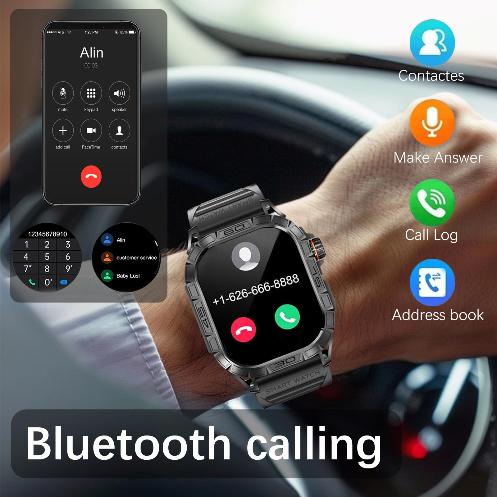 Rugged Smart Watch Health Watches For Men, Waterproof Smart Watches For Men Fitness Watch With Heart Rate Sleep Blood Pressure A