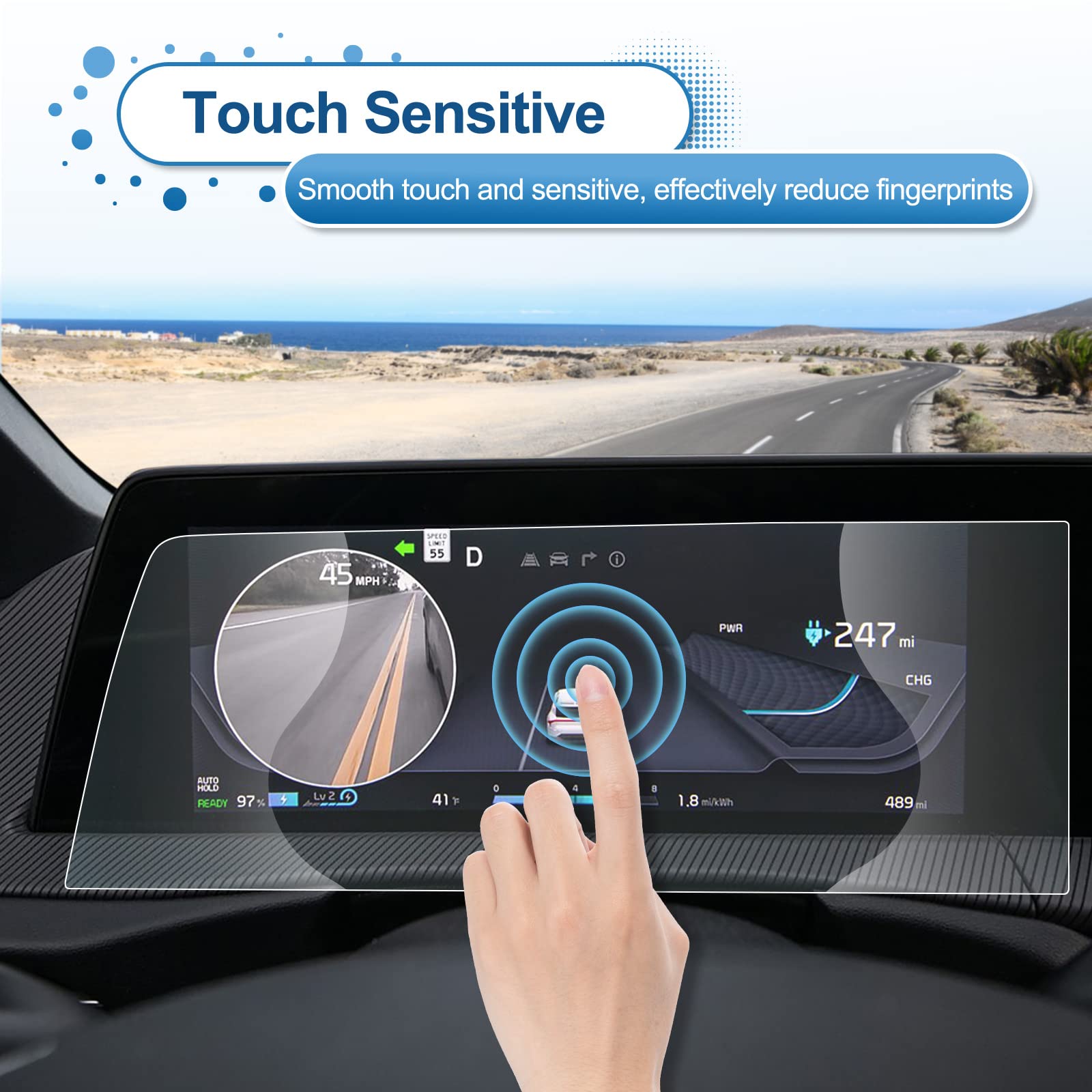 Coleya 2022 2023 2024 Ev6 Dashboard Screen Protector For Kia Ev6 12.3 Inch Dashboard Display (Light/Wind/Gt Line/Gt/First Editio