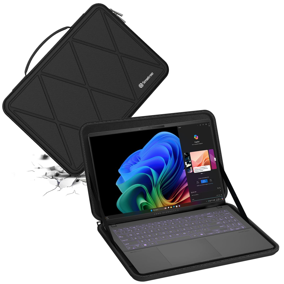 Smatree Hard EVA Protective Sleeve Case Compatible for 15.3 inch Lenovo Yoga Slim 7i Aura Edition Laptop, 15.6 inch ASUS Vivobook S 15 (S5507),Copilot+ PC Waterproof and Anti-Shock Bag (X8267)