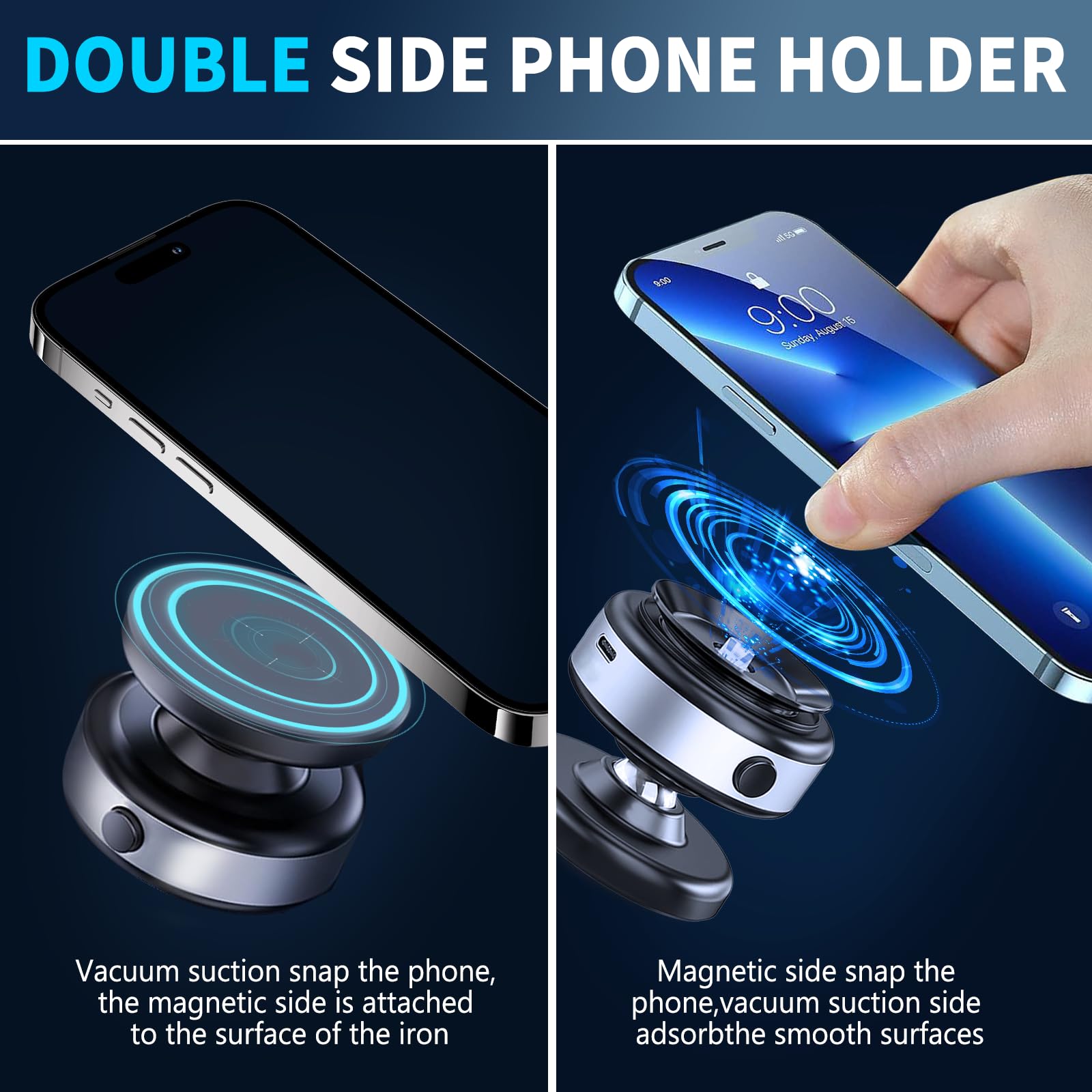 Joyye 360 Rotatable Car Magnetic Phone Holder, Electric Vacuum Magnetic Car Phone, Mount With Suction Cup, Suitable For Smooth A